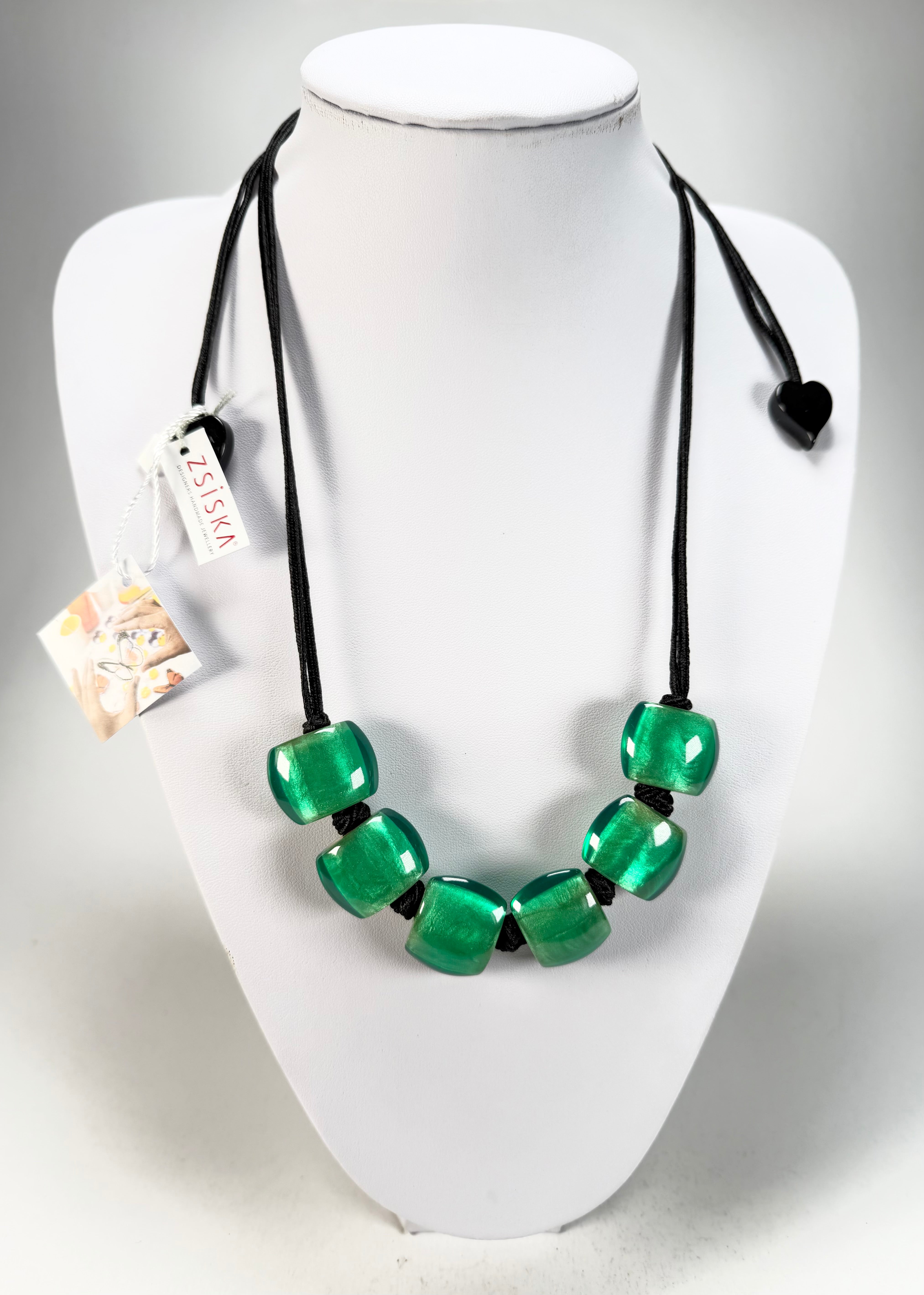 Zsiska - Bellissima 6 Bead Galaxy Green Resin Necklace ( 7240106GGREQ06  )