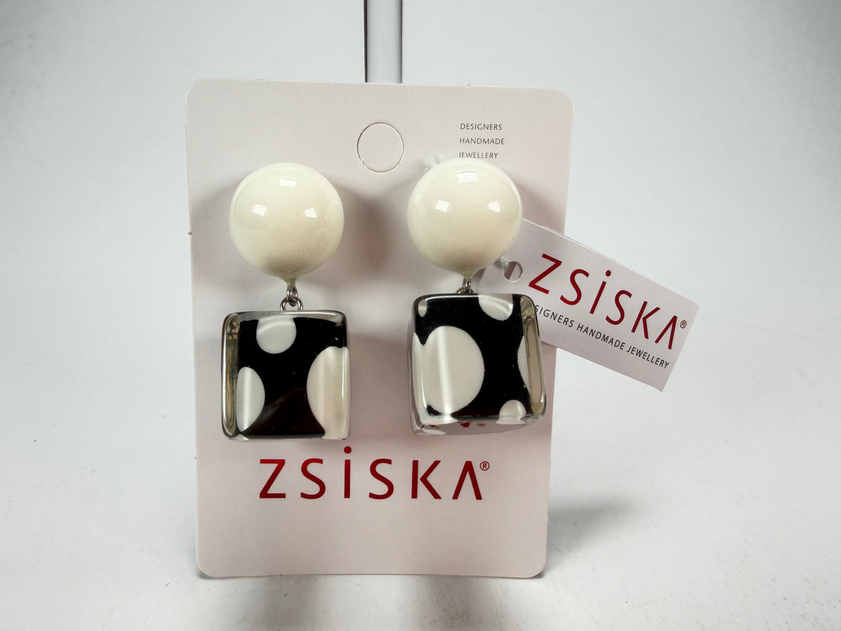 Zsiska - Itsy Bitsy Black & White Resin Earrings ( 9410502BLWHQ00 )
