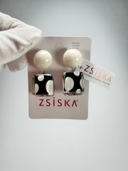 Zsiska - Itsy Bitsy Black & White Resin Earrings ( 9410502BLWHQ00 )