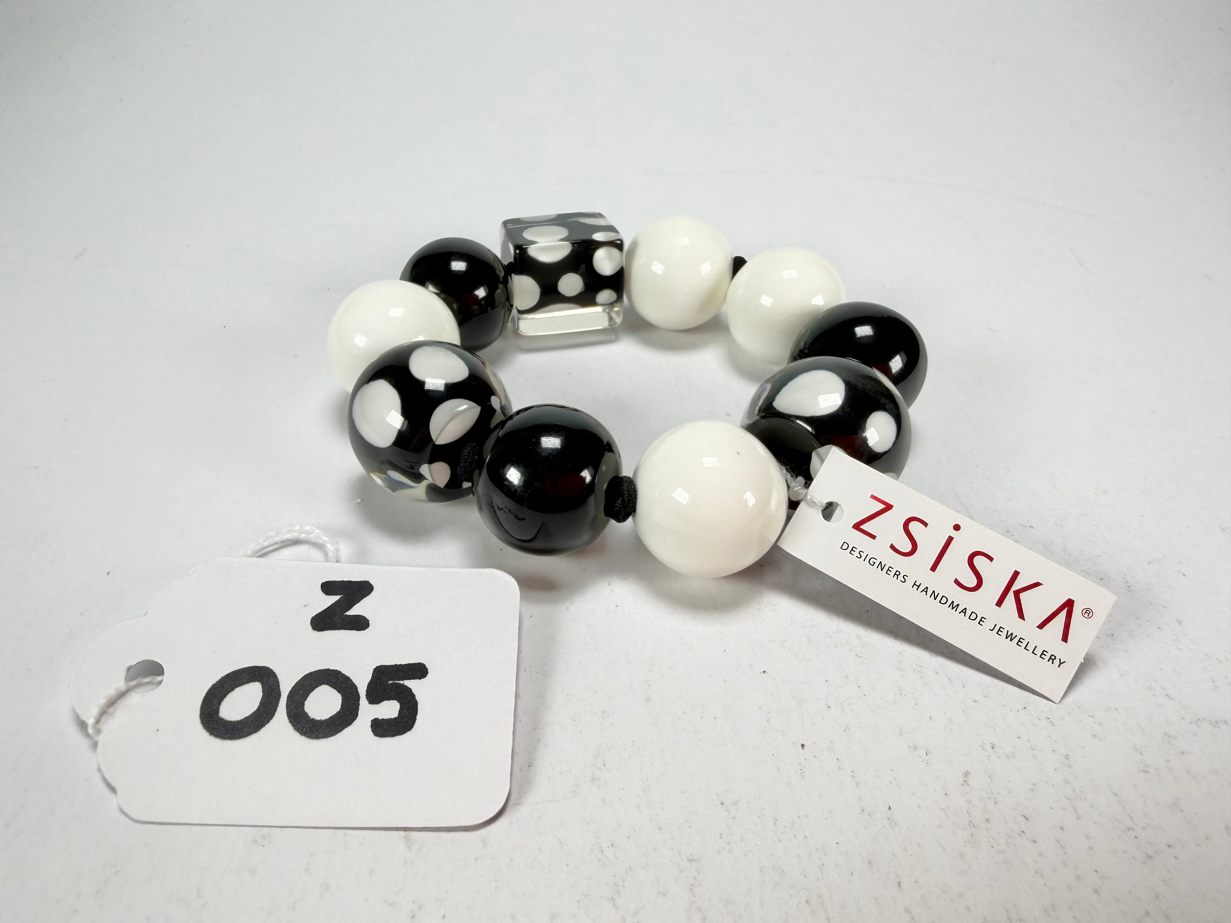 Zsiska - Itsy Bitsy Black & White Medium Resin Bracelet ( 9410301BLWHQ00M )