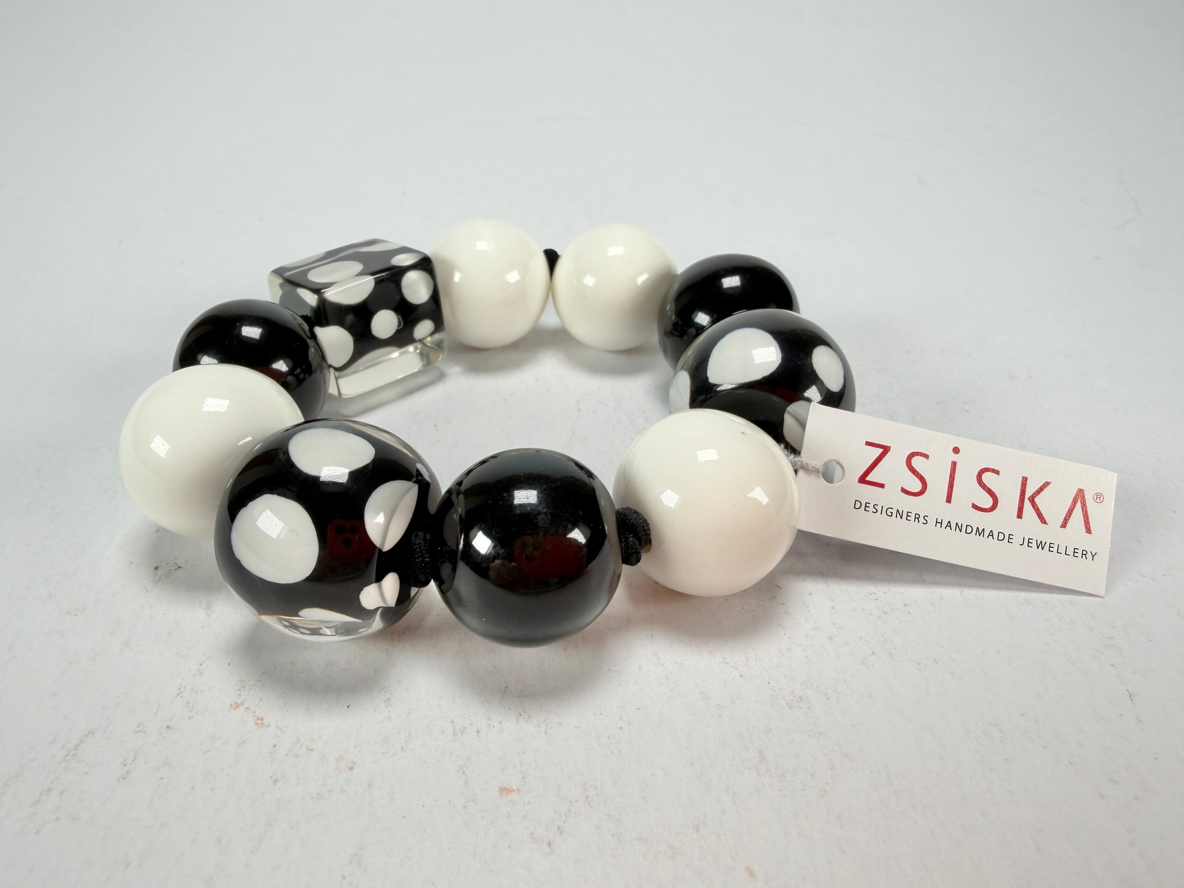 Zsiska - Itsy Bitsy Black & White Medium Resin Bracelet ( 9410301BLWHQ00M )