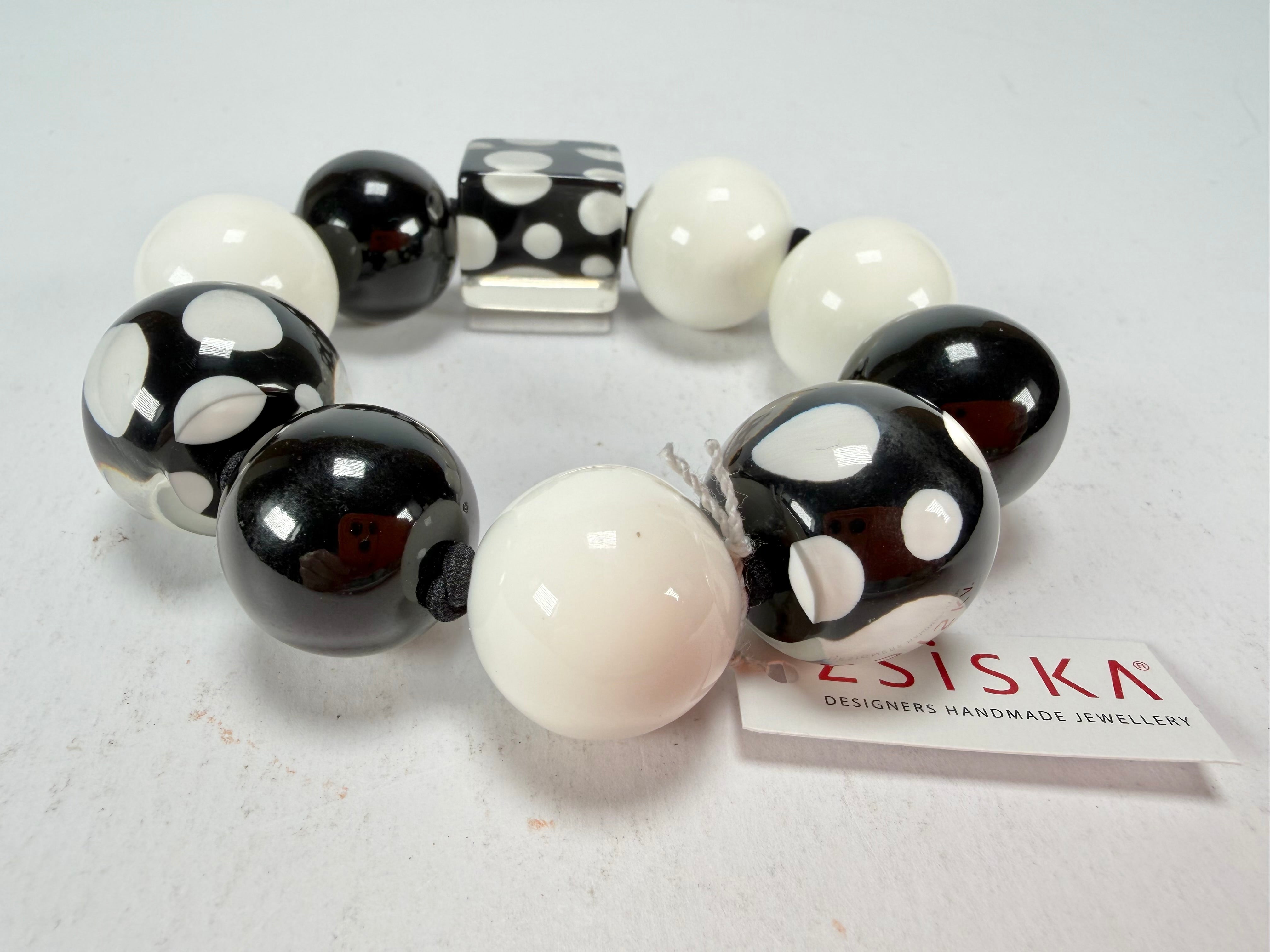 Zsiska - Itsy Bitsy Black & White Medium Resin Bracelet ( 9410301BLWHQ00M )