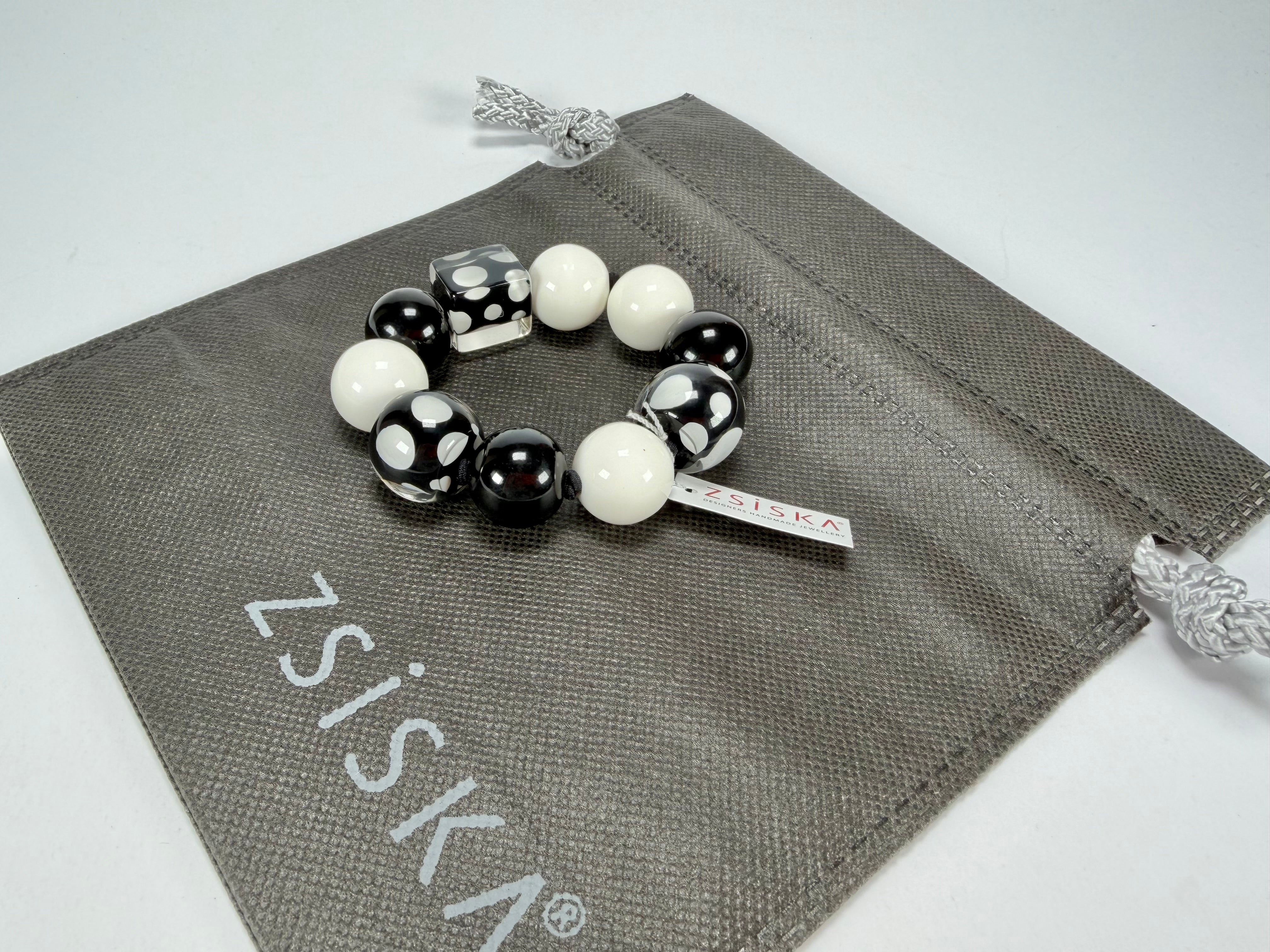 Zsiska - Itsy Bitsy Black & White Medium Resin Bracelet ( 9410301BLWHQ00M )