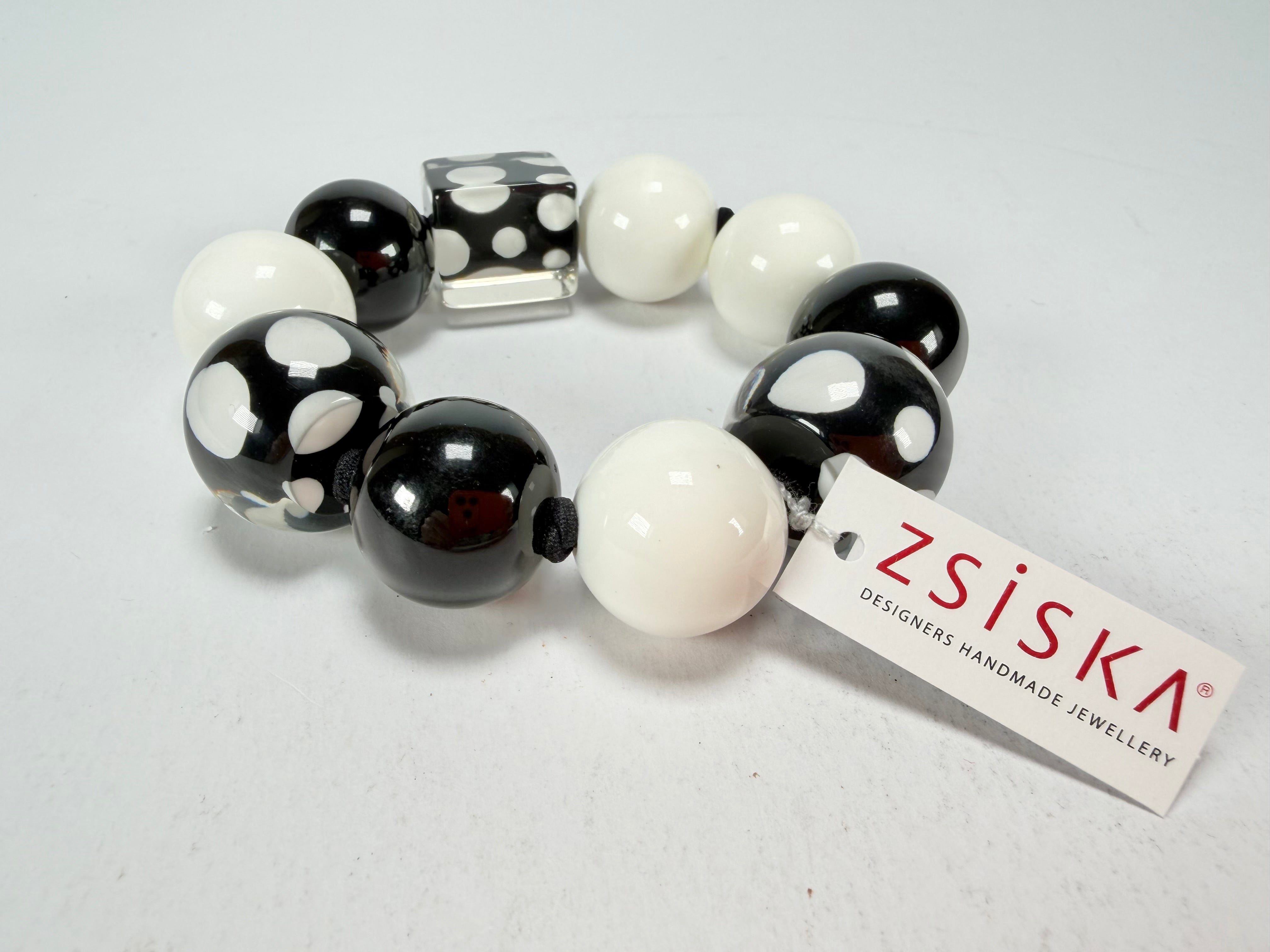 Zsiska - Itsy Bitsy Black & White Medium Resin Bracelet ( 9410301BLWHQ00M )