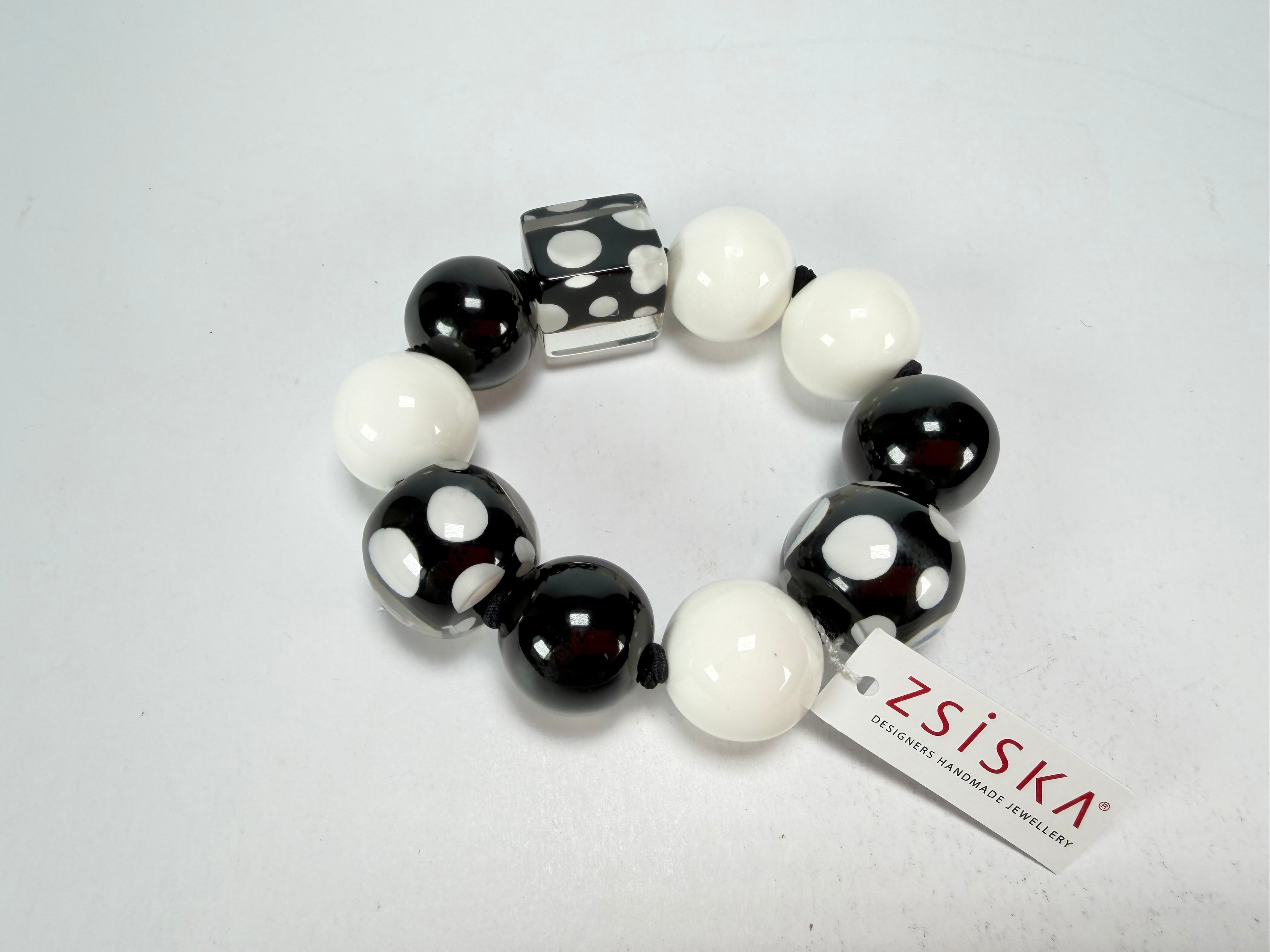 Zsiska - Itsy Bitsy Black & White Medium Resin Bracelet ( 9410301BLWHQ00M )