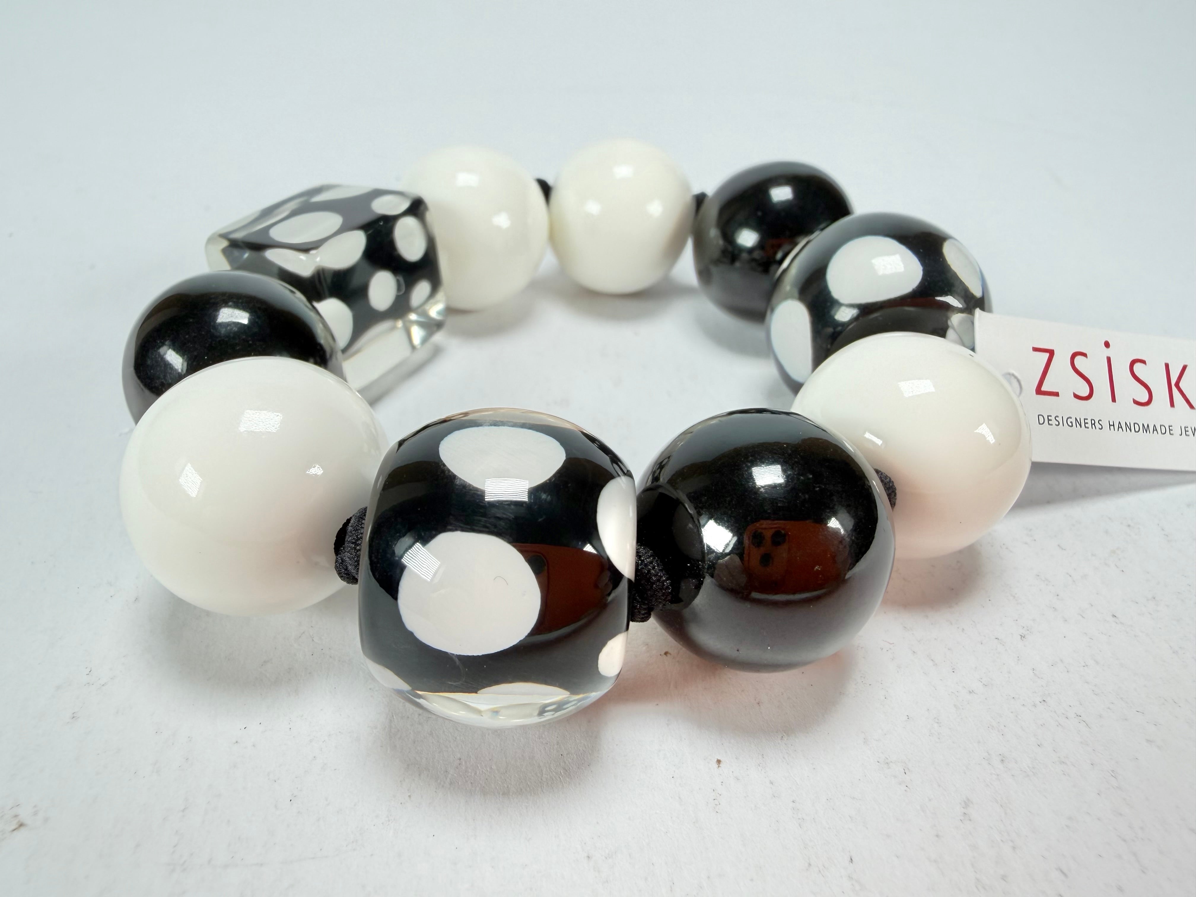 Zsiska - Itsy Bitsy Black & White Medium Resin Bracelet ( 9410301BLWHQ00M )