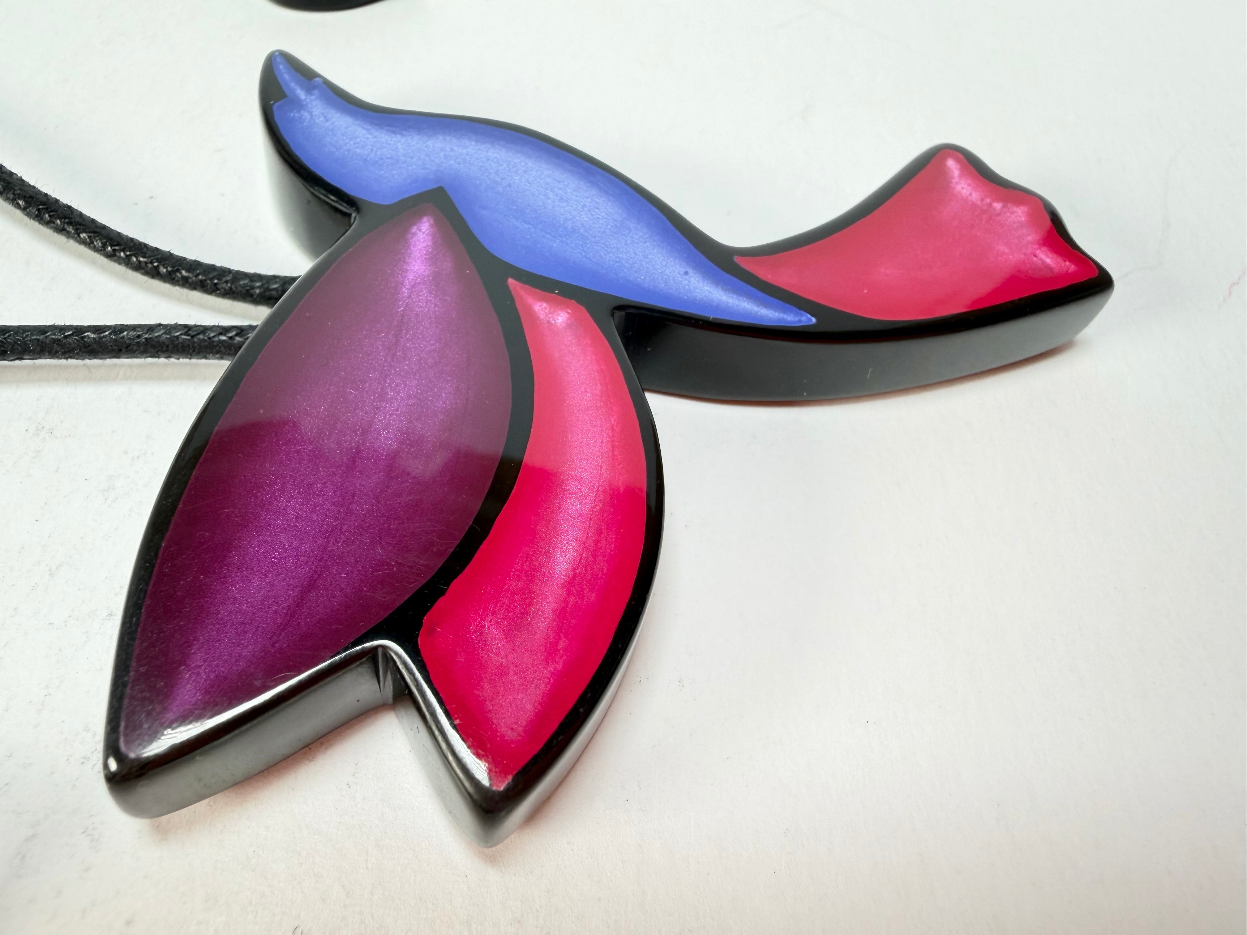 Zsiska - Paradise "Pendant" BLPU Blue And Purple Resin Necklace ( P250201BLPUQ00 )