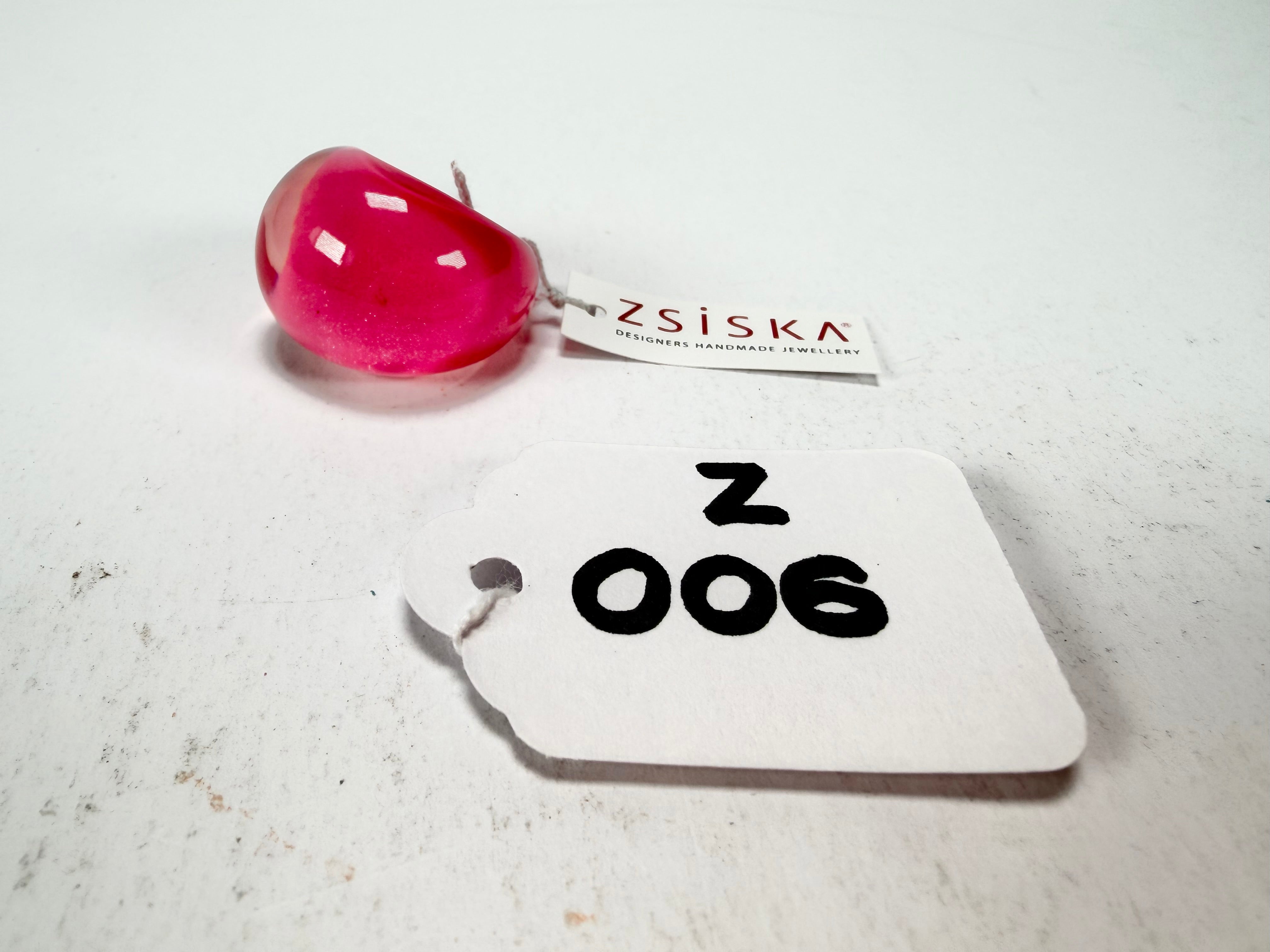 Zsiska - Colourful Statement Hot Pink Resin Ring ( 40106029017Q0M ) - Size UK N / US 7