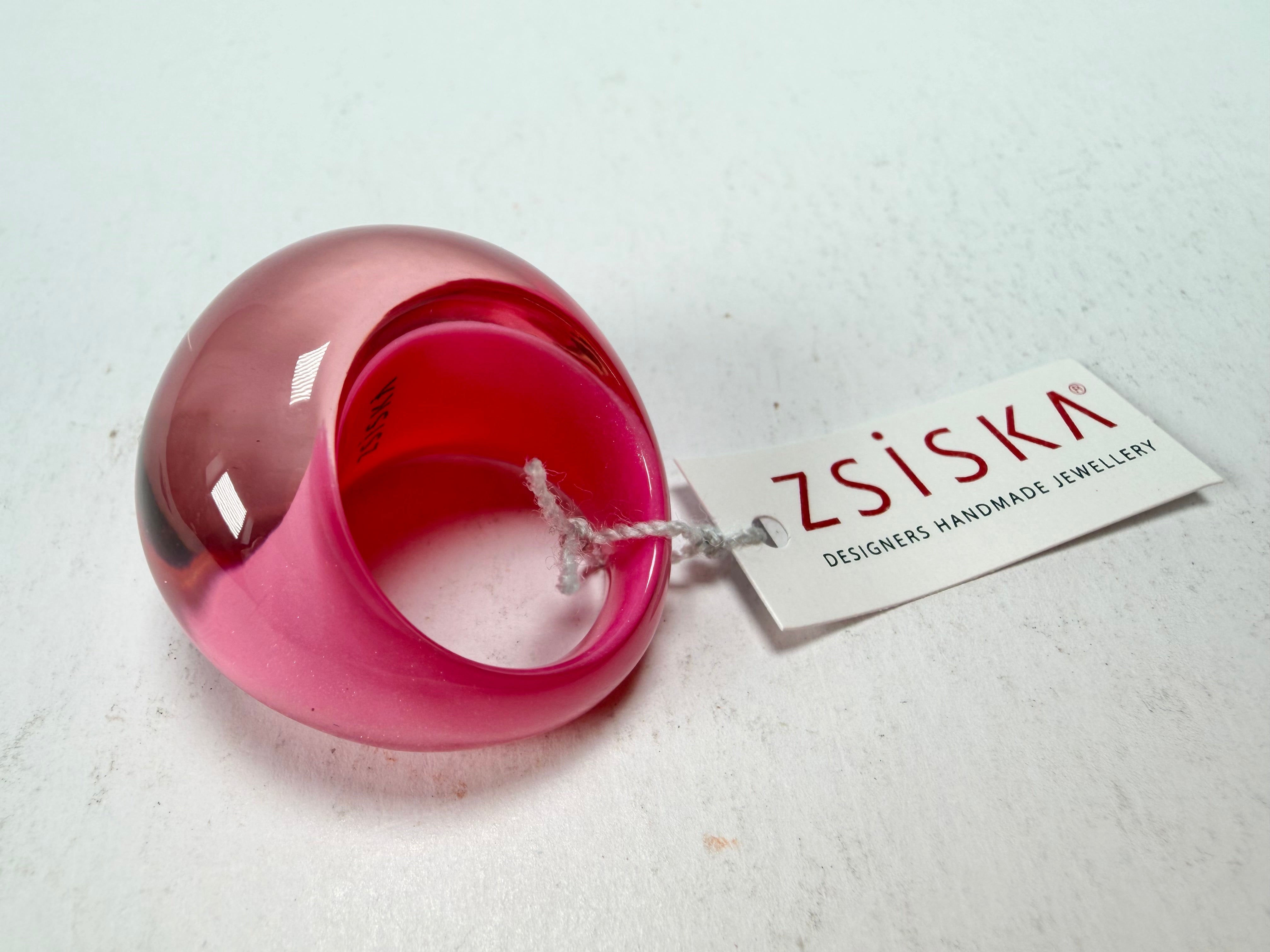 Zsiska - Colourful Statement Hot Pink Resin Ring ( 40106029017Q0M ) - Size UK N / US 7