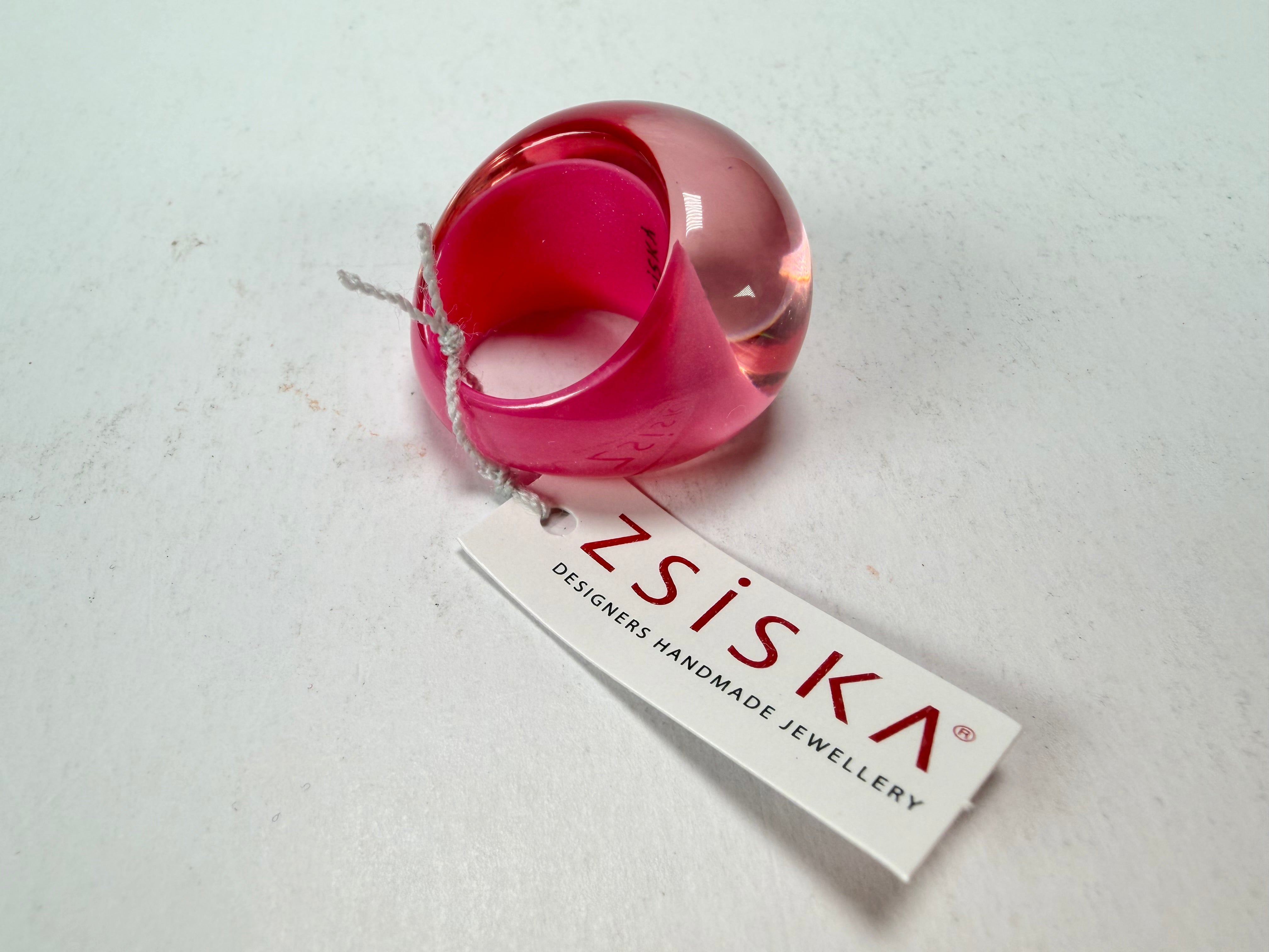 Zsiska - Colourful Statement Hot Pink Resin Ring ( 40106029017Q0M ) - Size UK N / US 7