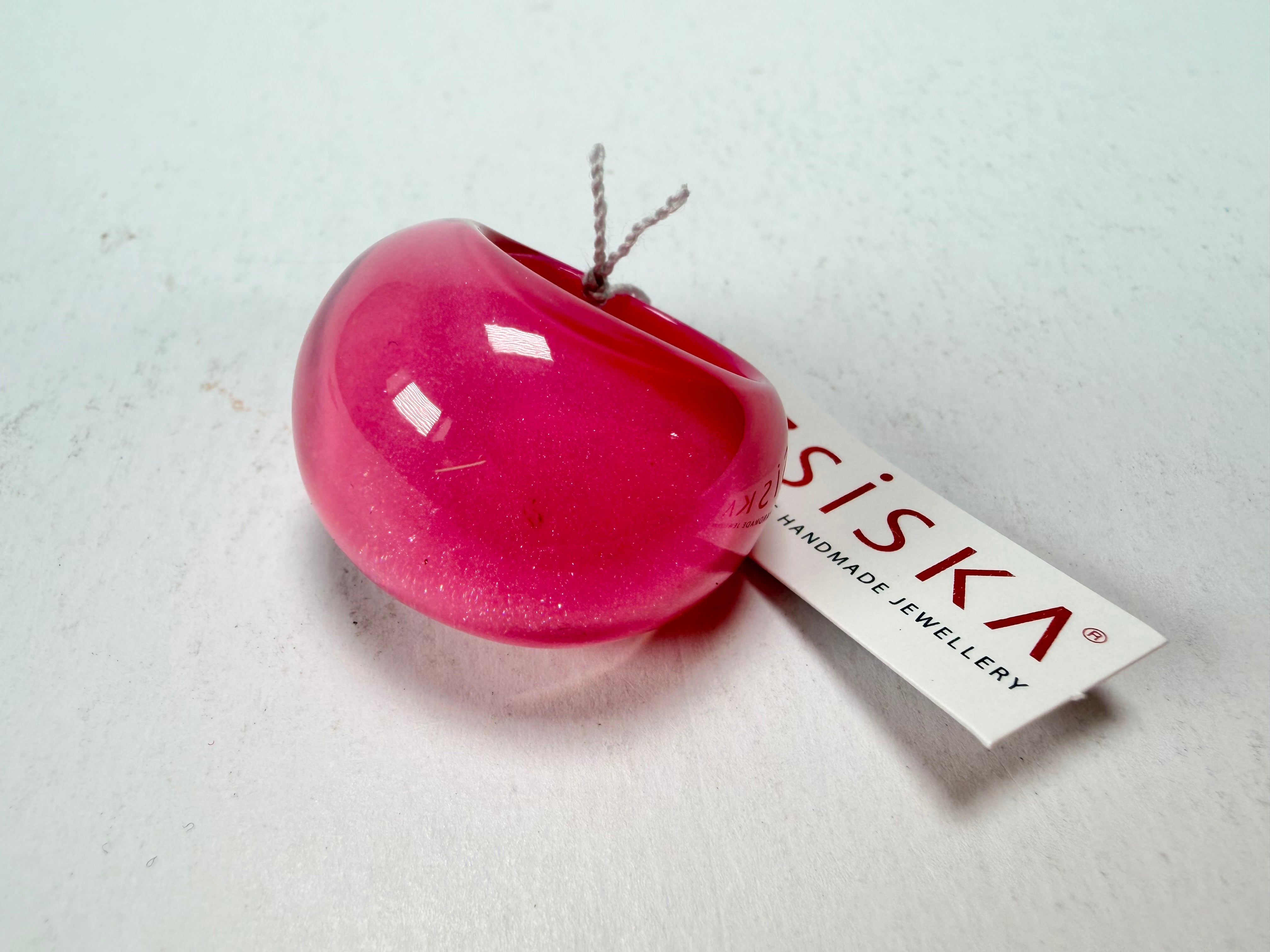 Zsiska - Colourful Statement Hot Pink Resin Ring ( 40106029017Q0M ) - Size UK N / US 7