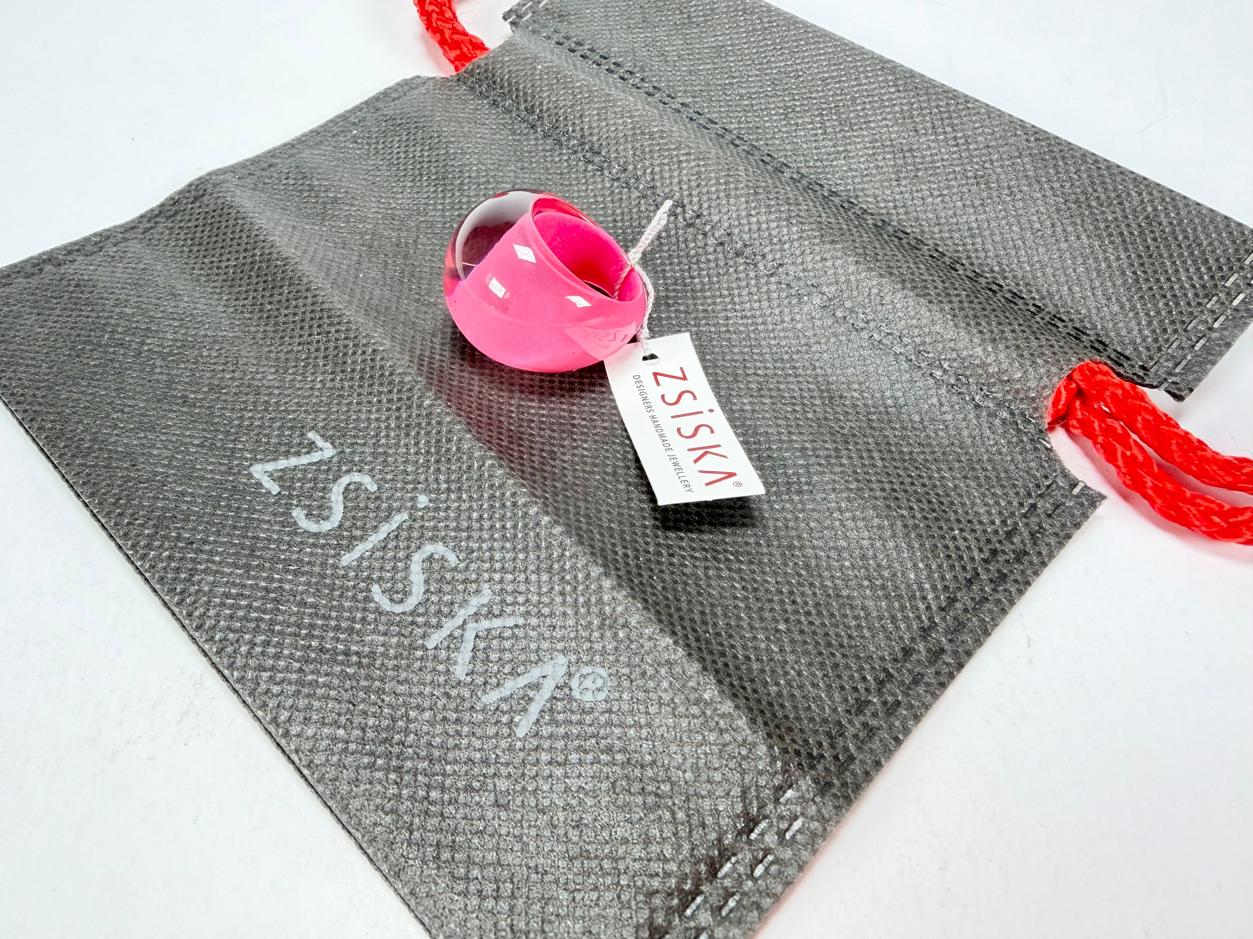 Zsiska - Colourful Statement Hot Pink Resin Ring ( 40106029017Q0M ) - Size UK N / US 7