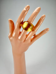 Zsiska - Precious Gold Leaf Resin Ring ( 1000602G000Q0M ) - Size UK O / US 7_