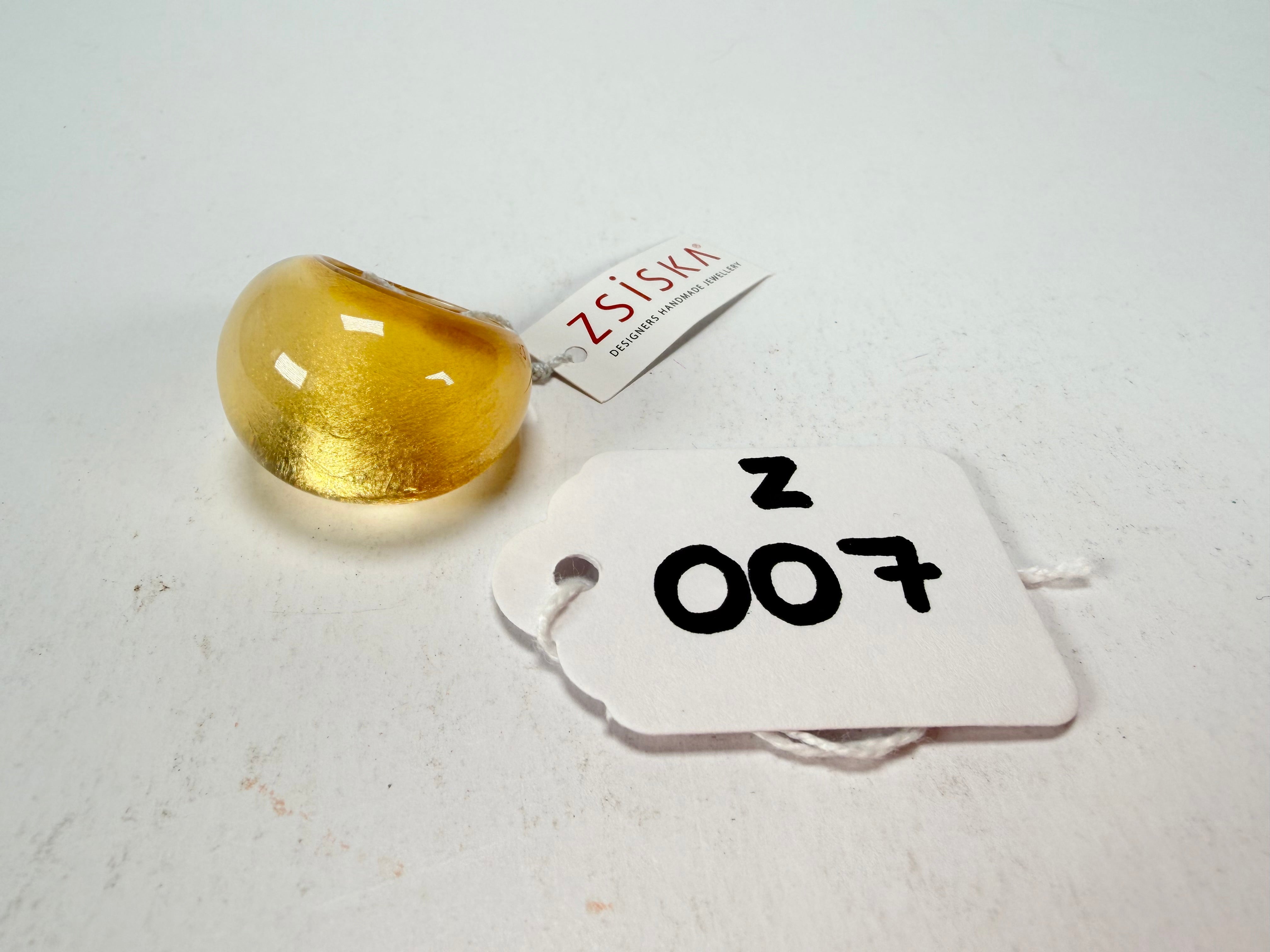 Zsiska - Precious Gold Leaf Resin Ring ( 1000602G000Q0M ) - Size UK O / US 7_