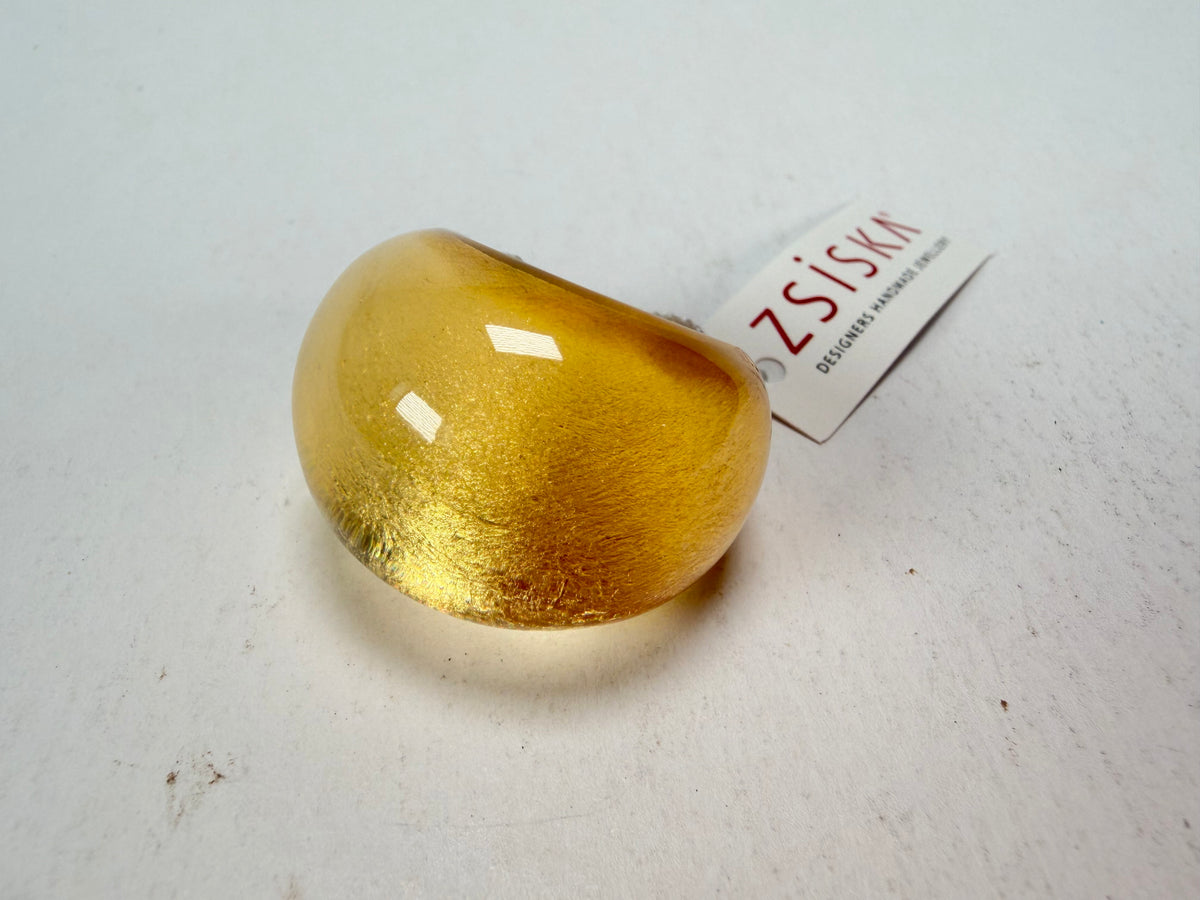 Zsiska - Precious Gold Leaf Resin Ring ( 1000602G000Q0M ) - Size UK O / US 7_
