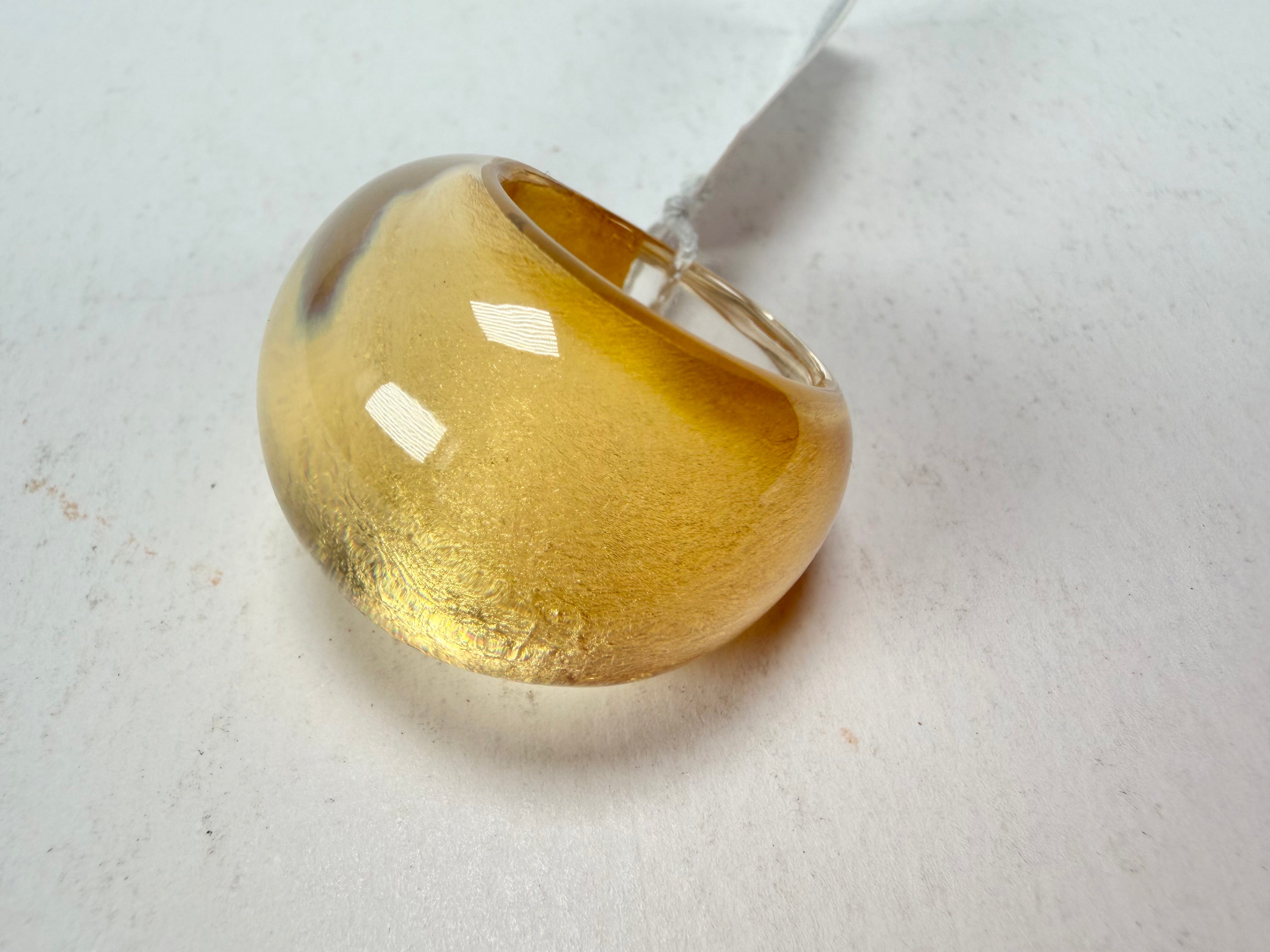 Zsiska - Precious Gold Leaf Resin Ring ( 1000602G000Q0M ) - Size UK O / US 7_