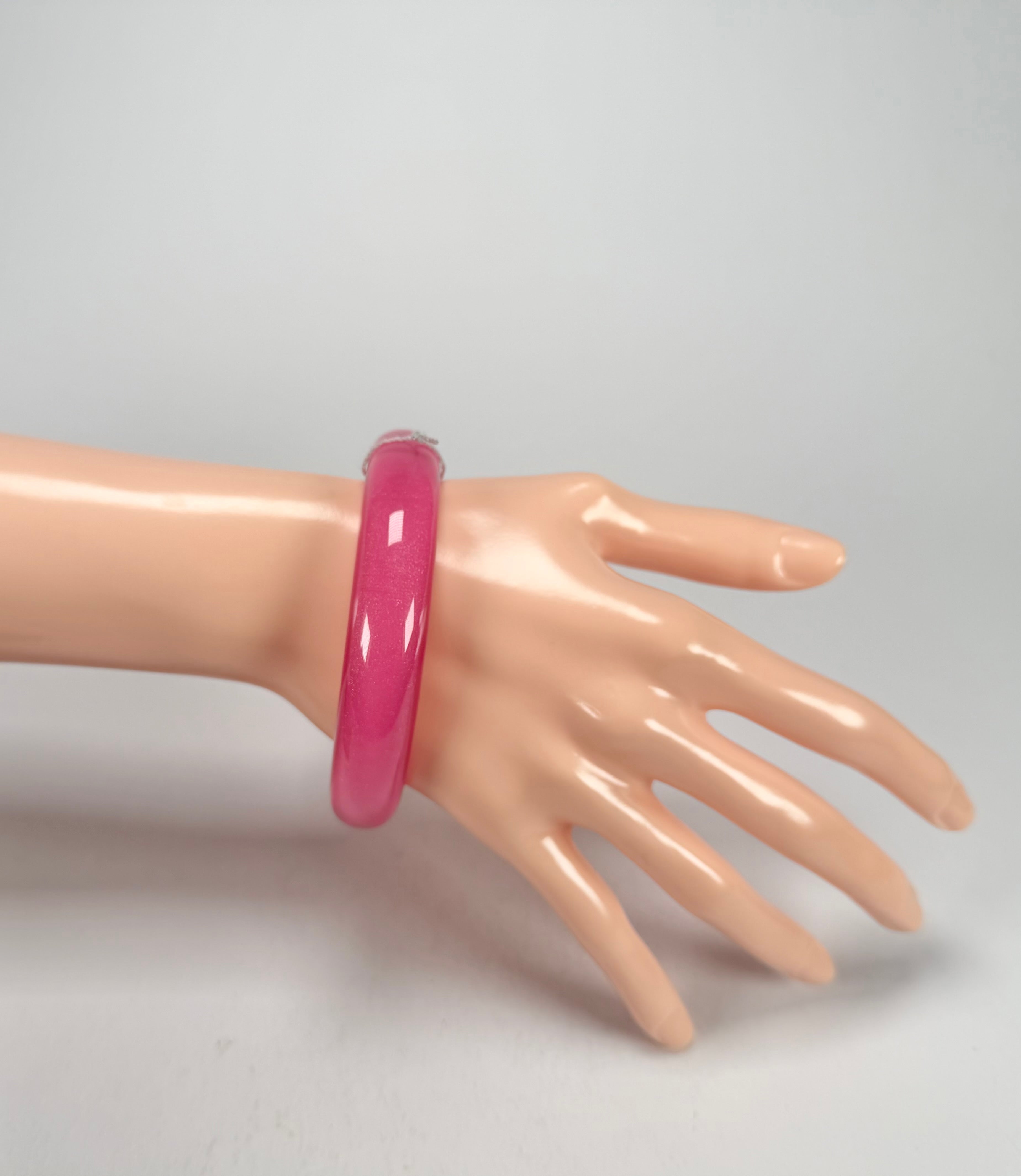 Zsiska - Colourful Statement Hot Pink Resin Bangle ( 40103049017Q0L )