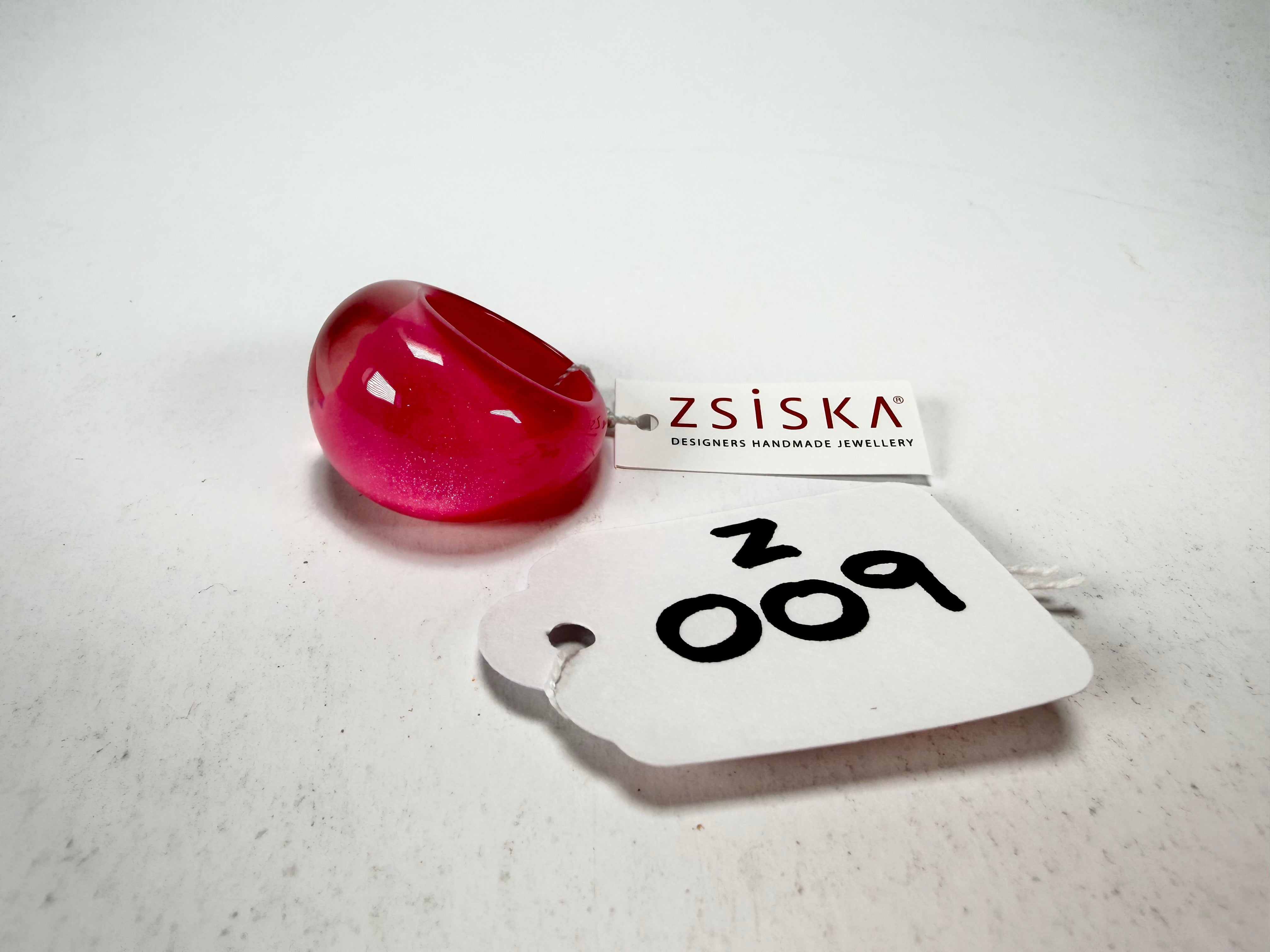 Zsiska - Colourful Statement Hot Pink Resin Ring ( 40106029017Q0L ) - Size UK Q / US 8