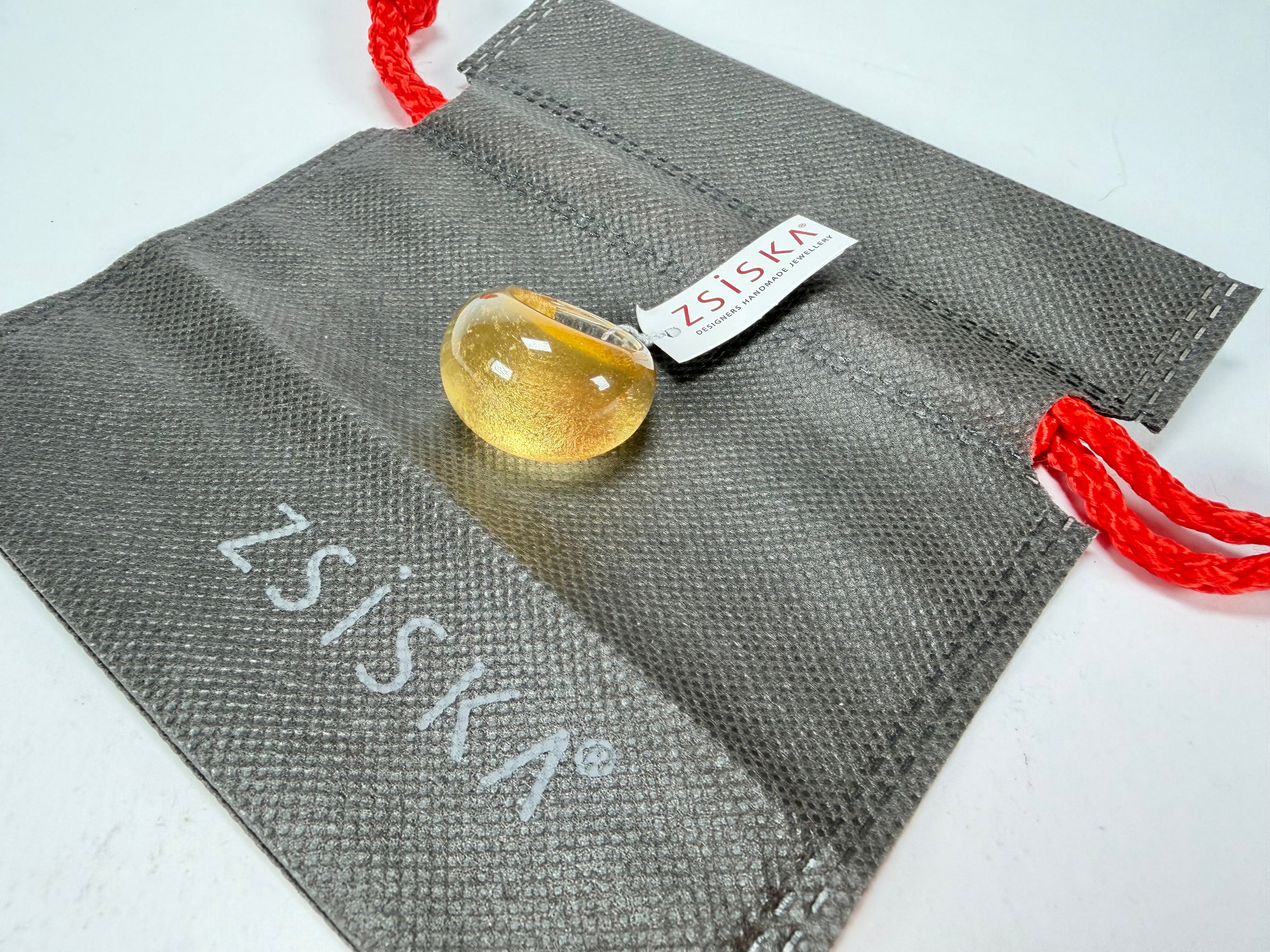 Zsiska - Precious Gold Leaf Resin Ring ( 1000602G000Q0L ) - Size UK Q / US 8