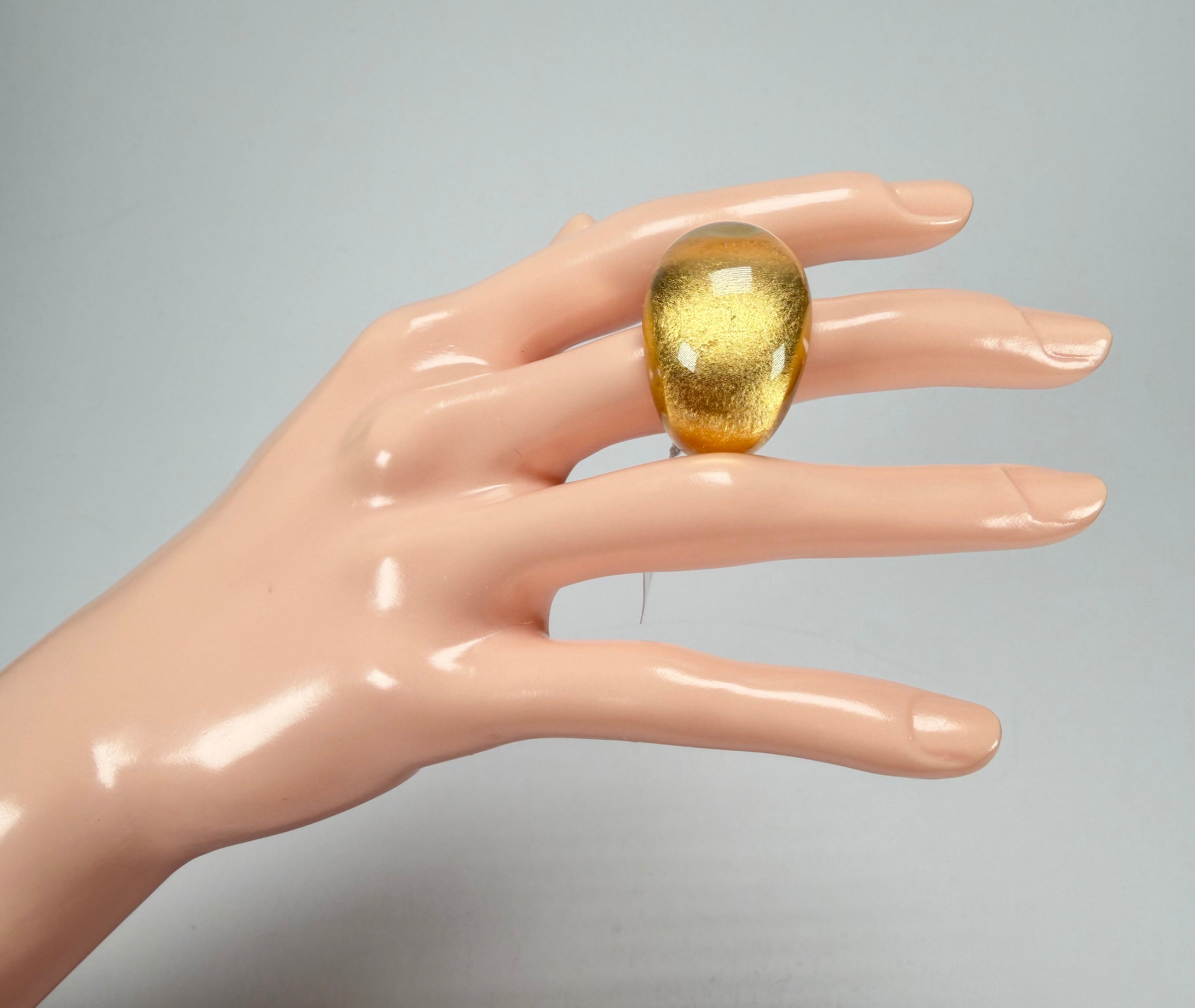 Zsiska - Precious Gold Leaf Resin Ring ( 1000602G000Q0L ) - Size UK Q / US 8