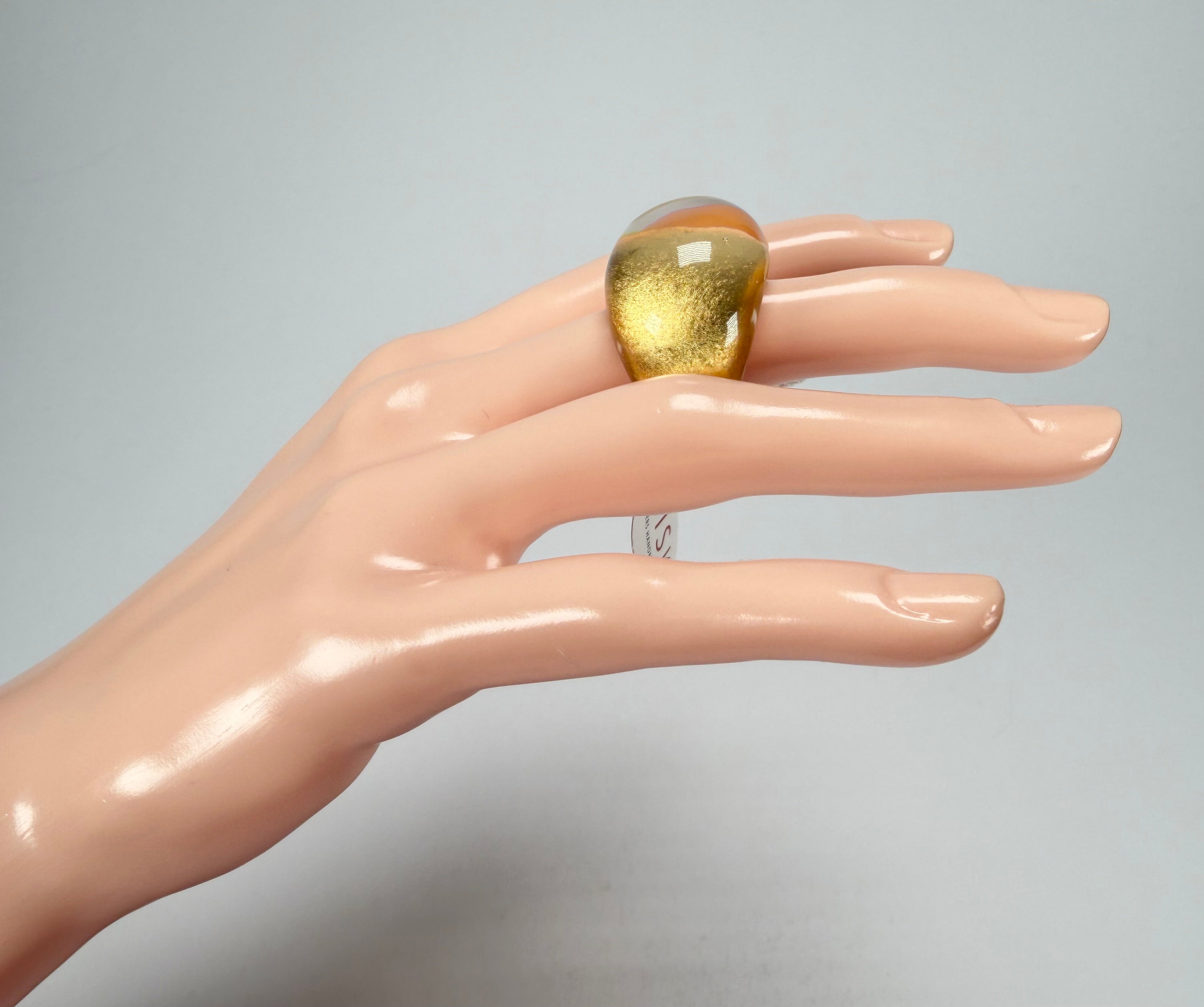 Zsiska - Precious Gold Leaf Resin Ring ( 1000602G000Q0L ) - Size UK Q / US 8