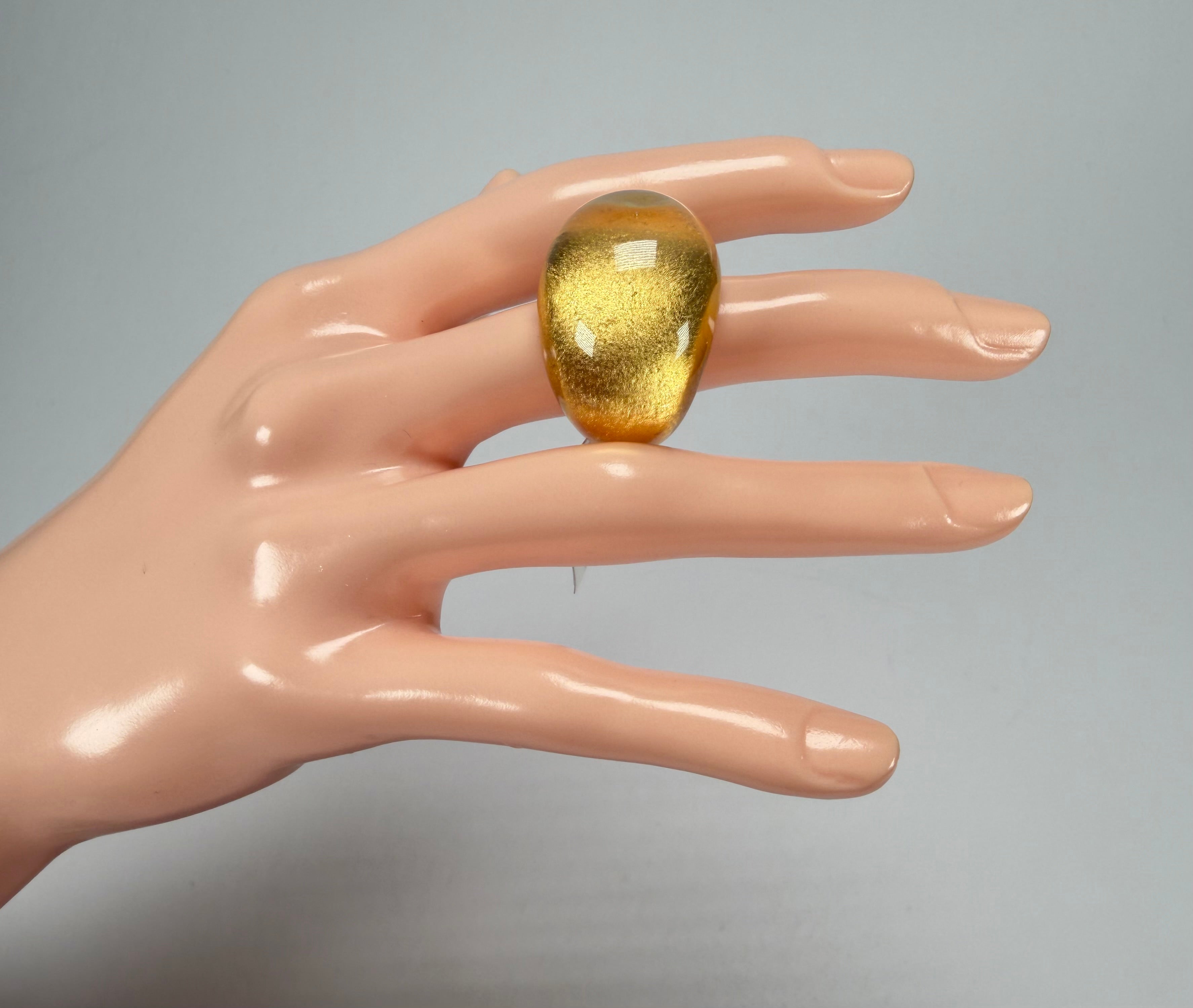Zsiska - Precious Gold Leaf Resin Ring ( 1000602G000Q0L ) - Size UK Q / US 8