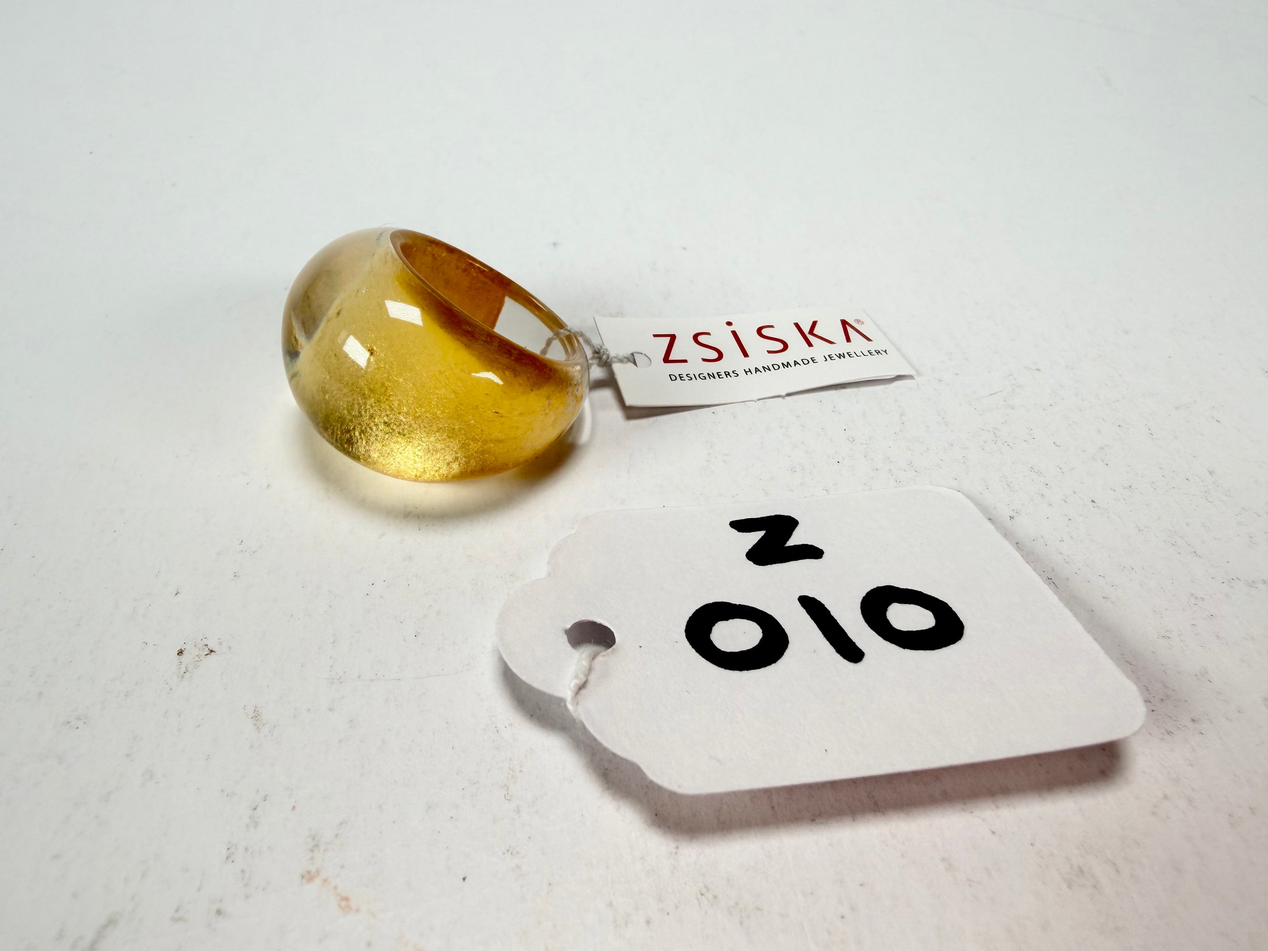 Zsiska - Precious Gold Leaf Resin Ring ( 1000602G000Q0L ) - Size UK Q / US 8