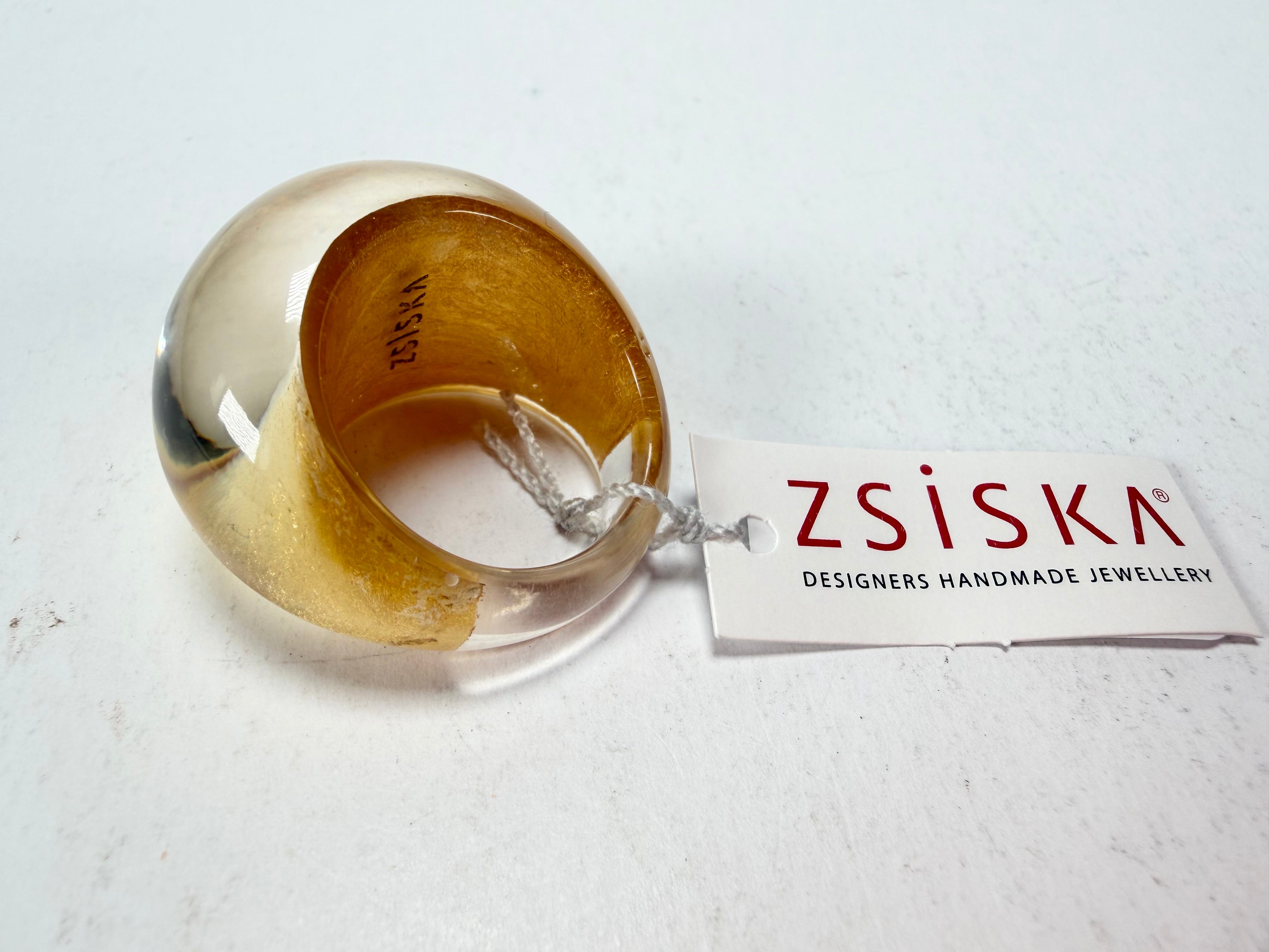 Zsiska - Precious Gold Leaf Resin Ring ( 1000602G000Q0L ) - Size UK Q / US 8