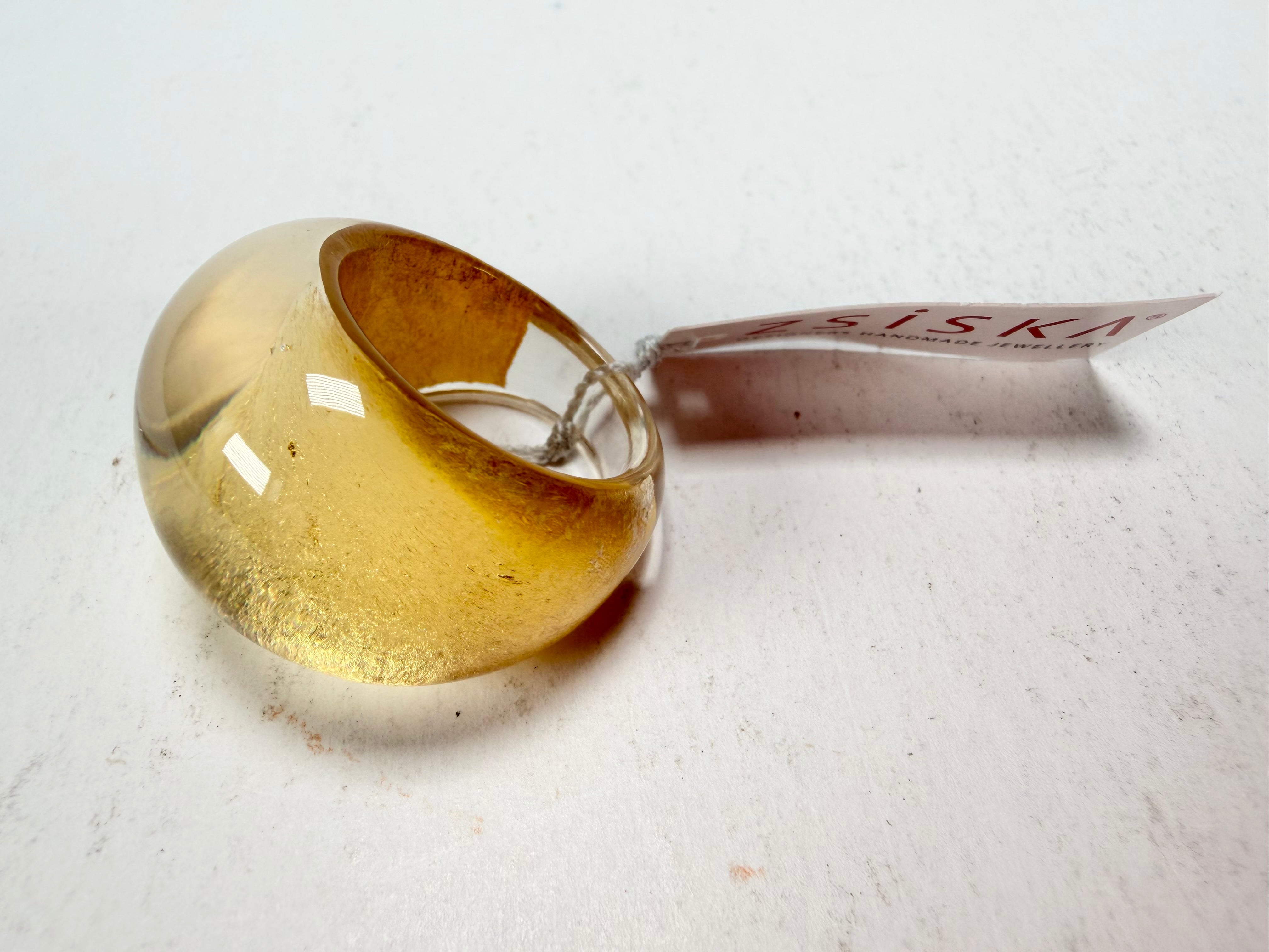 Zsiska - Precious Gold Leaf Resin Ring ( 1000602G000Q0L ) - Size UK Q / US 8