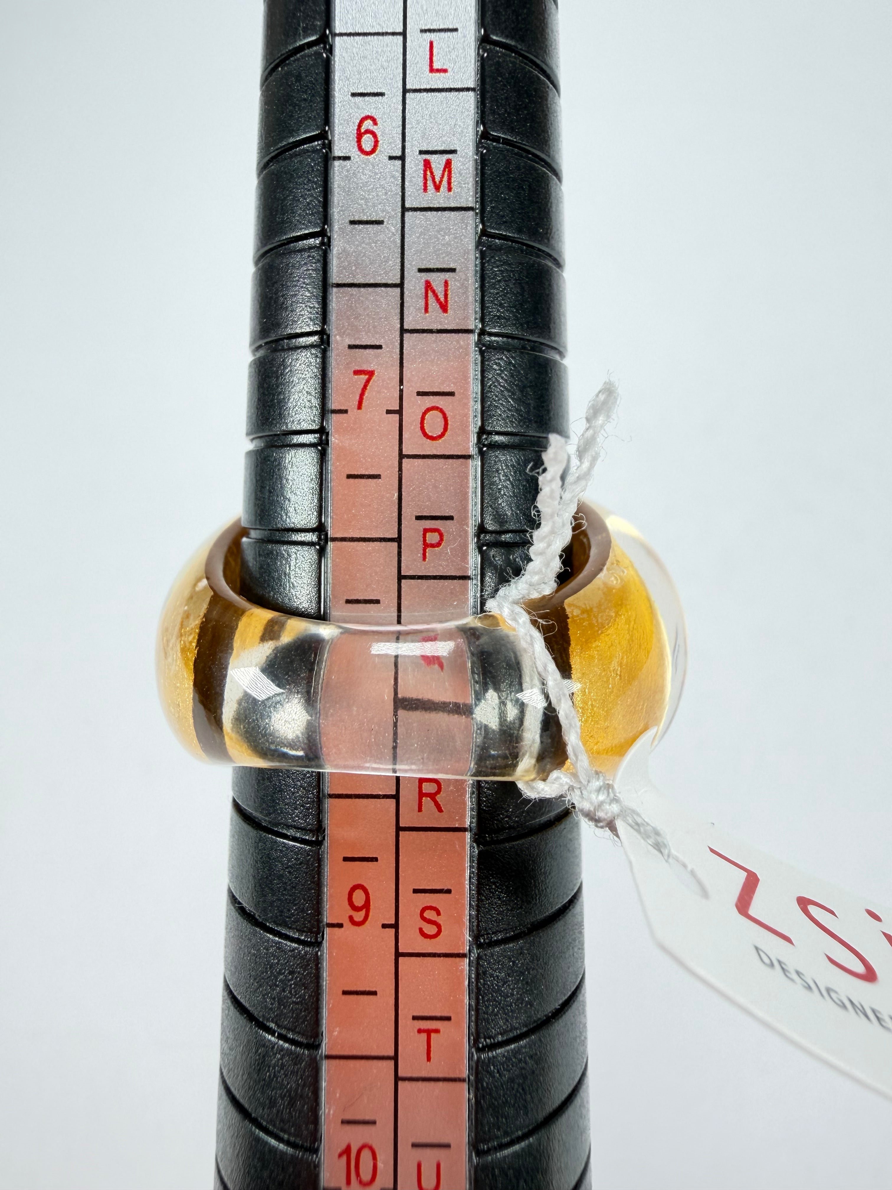 Zsiska - Precious Gold Leaf Resin Ring ( 1000602G000Q0L ) - Size UK Q / US 8