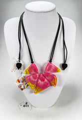 Zsiska - Prim Flora Pink & Yellow 5 Bead Resin Necklace ( 3200102FPINQ05 )