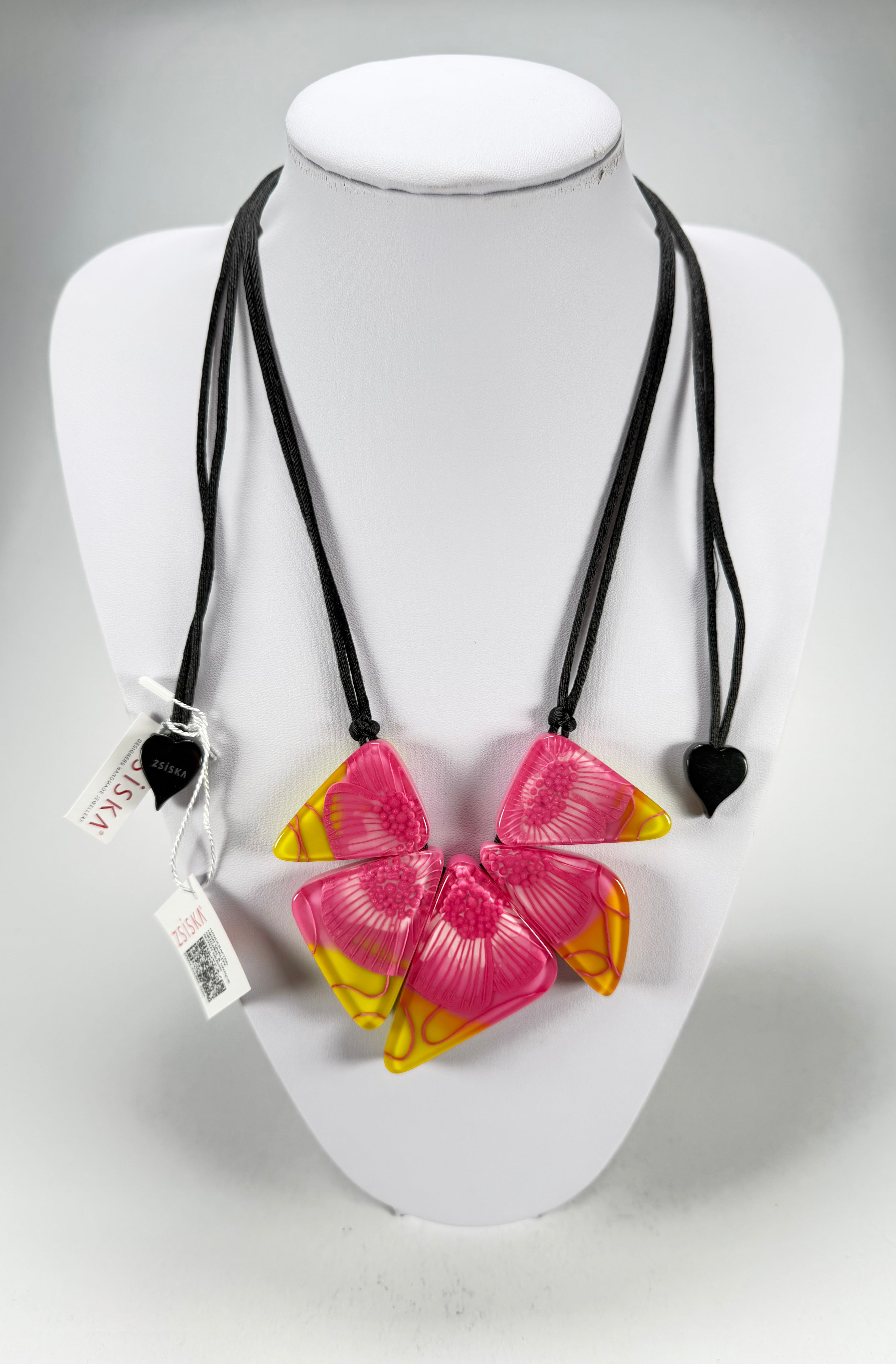 Zsiska - Prim Flora Pink & Yellow 5 Bead Resin Necklace ( 3200102FPINQ05 )