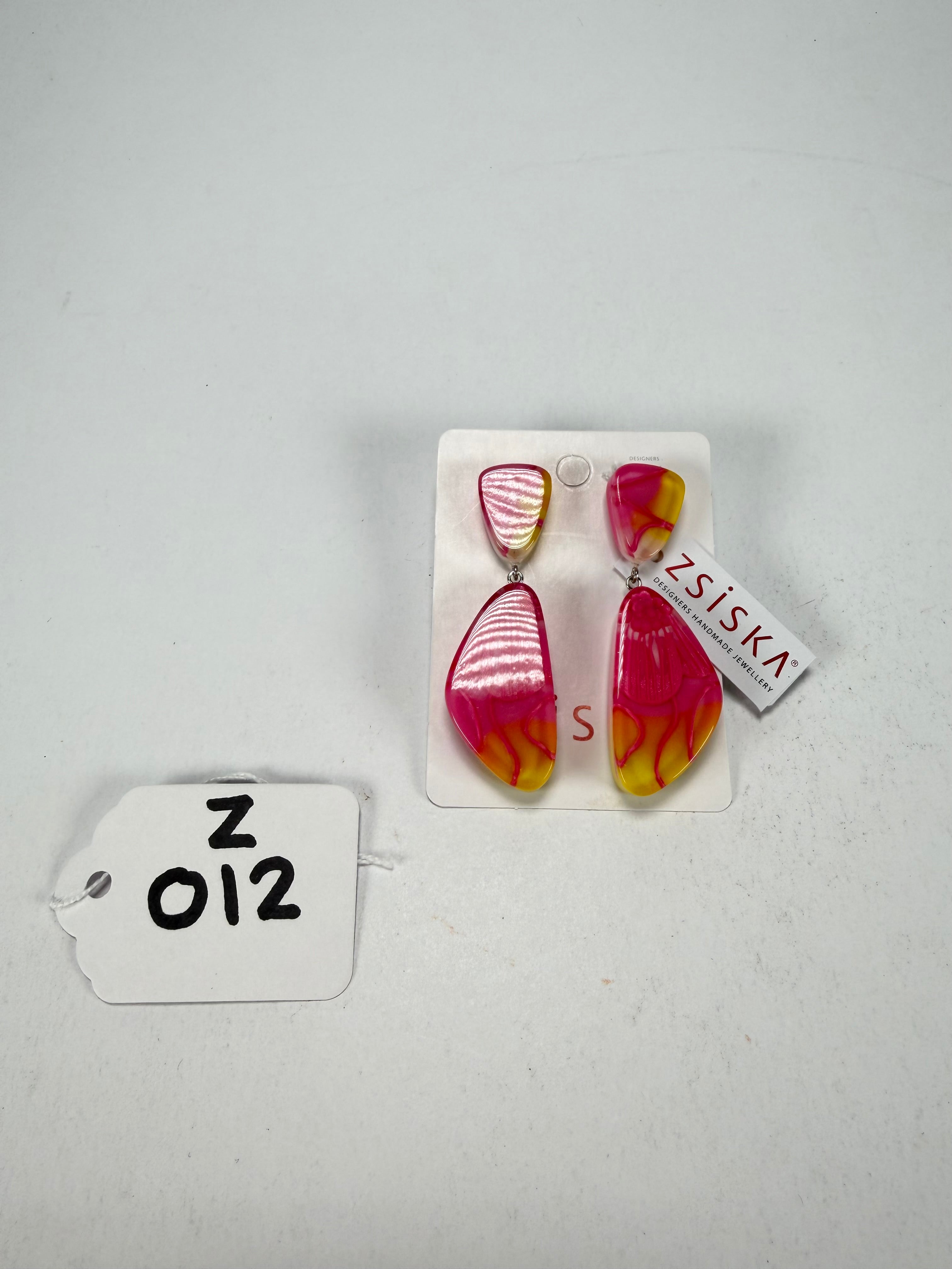 Zsiska - Prim Flora Pink & Yellow Pendant Resin Earrings ( 3200502FPINQ00 )