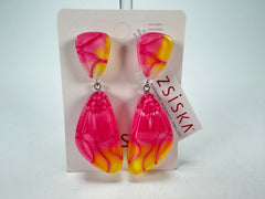 Zsiska - Prim Flora Pink & Yellow Pendant Resin Earrings ( 3200502FPINQ00 )
