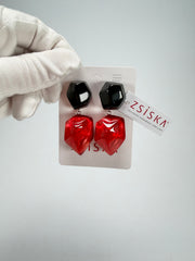 Zsiska - Empress Redd & Black Pendant Resin Earrings ( 8410504REDDQ00 )