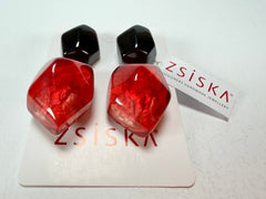 Zsiska - Empress Redd & Black Pendant Resin Earrings ( 8410504REDDQ00 )