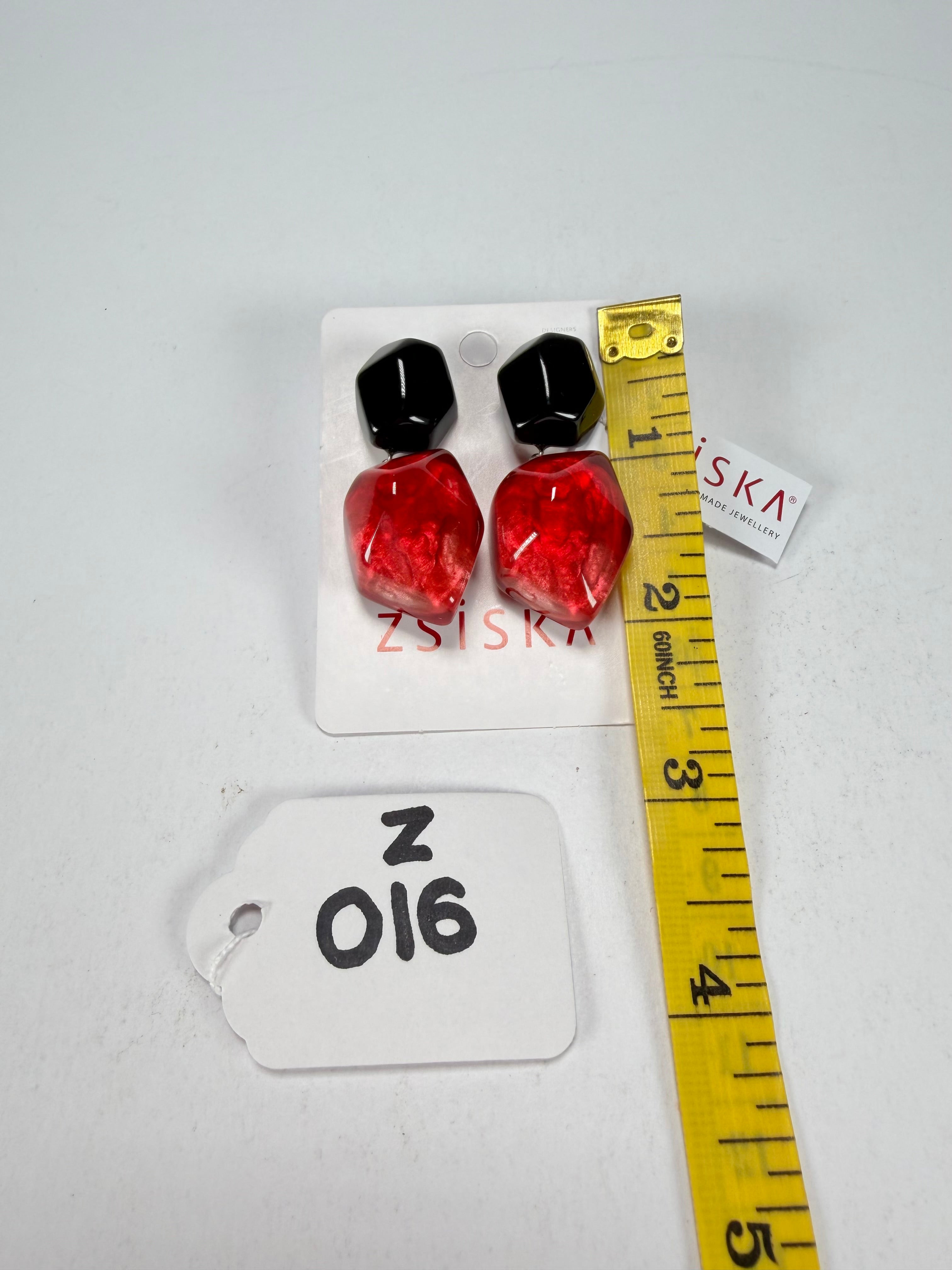 Zsiska - Empress Redd & Black Pendant Resin Earrings ( 8410504REDDQ00 )
