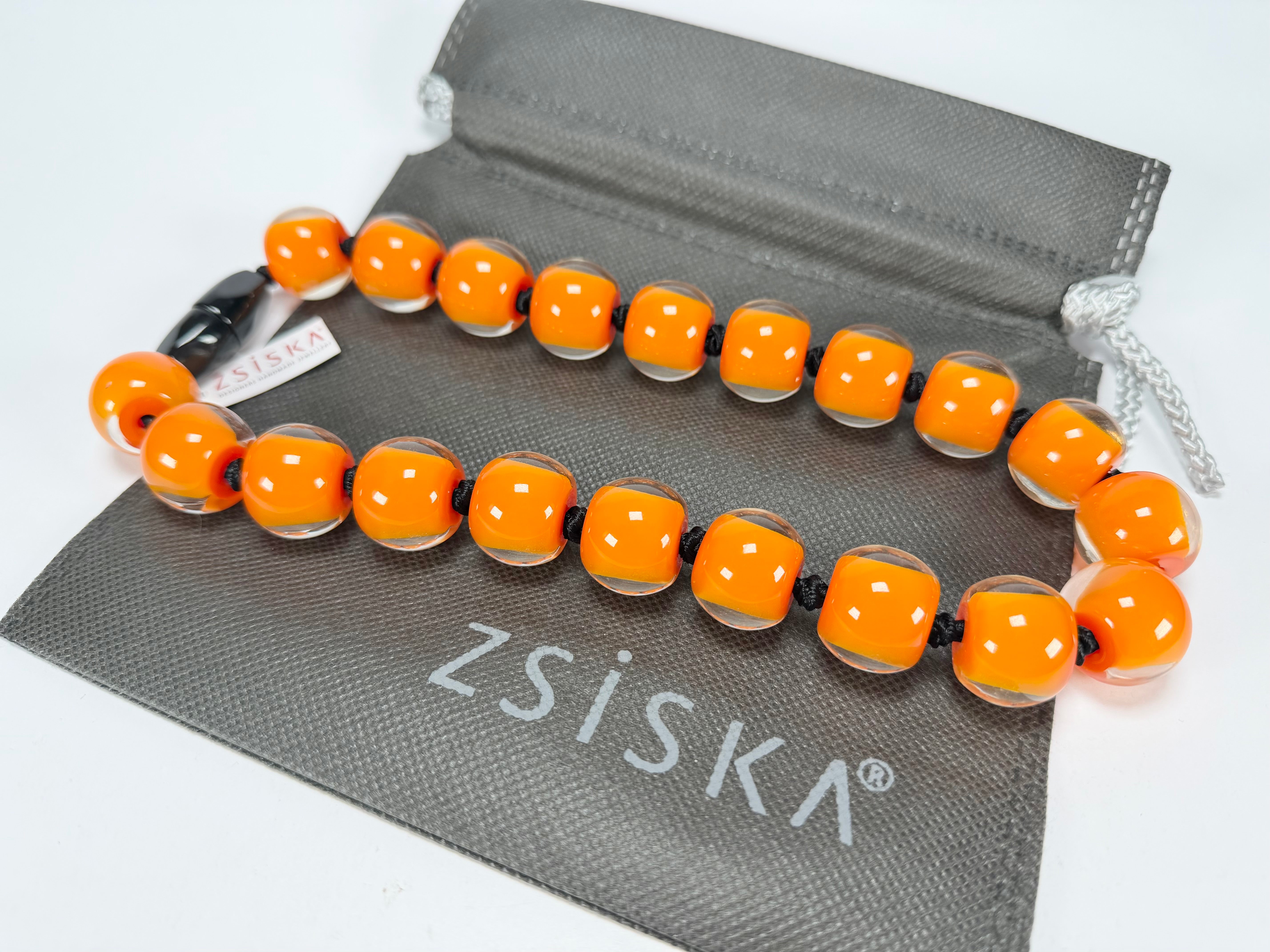Zsiska - Colourful Beads 20 Bead Orange Resin Necklace ( 40101179171Q20 )