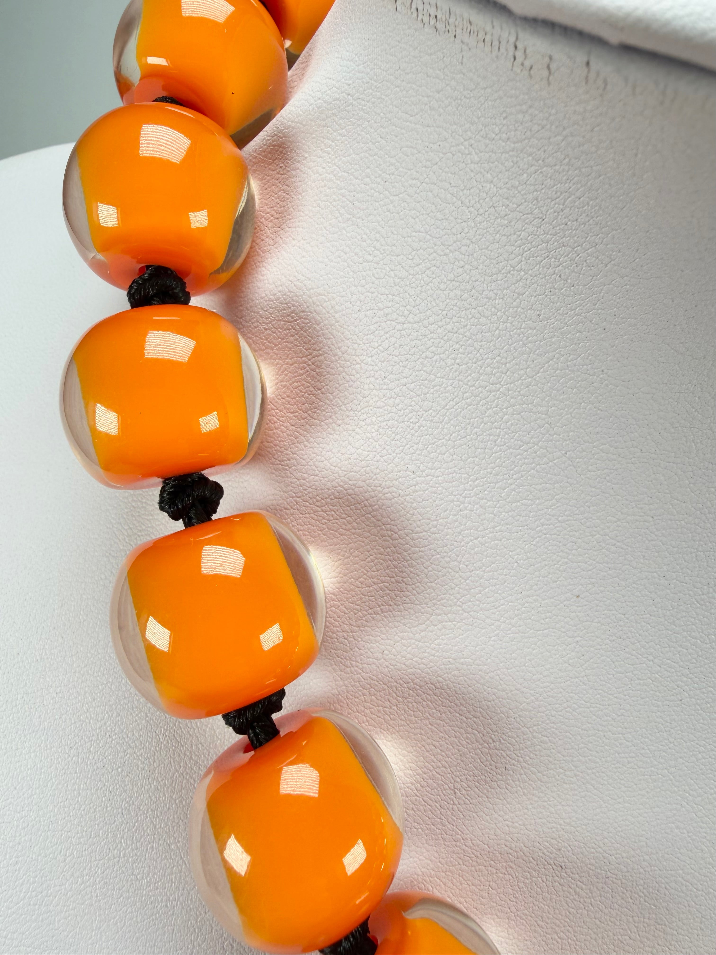 Zsiska - Colourful Beads 20 Bead Orange Resin Necklace ( 40101179171Q20 )