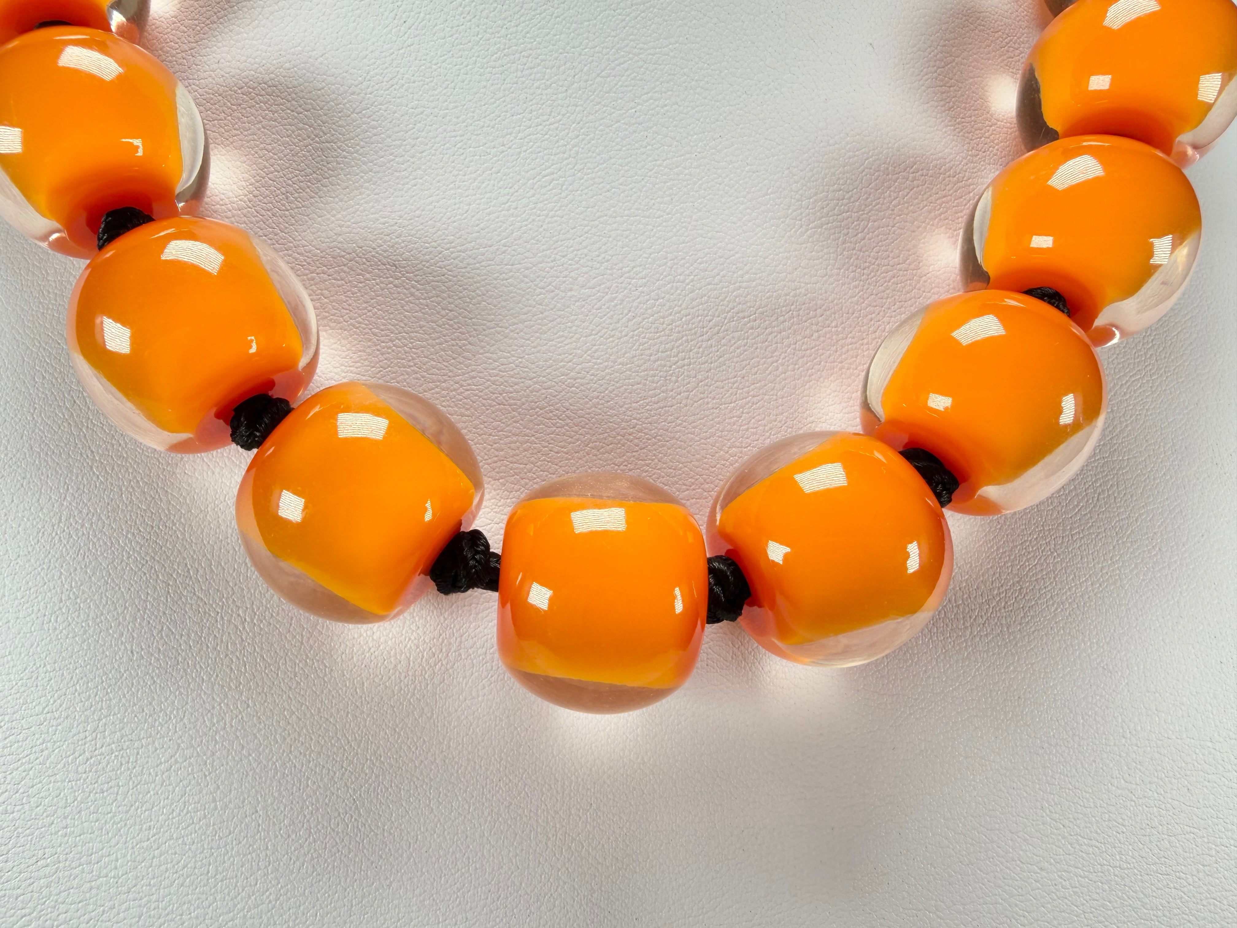 Zsiska - Colourful Beads 20 Bead Orange Resin Necklace ( 40101179171Q20 )