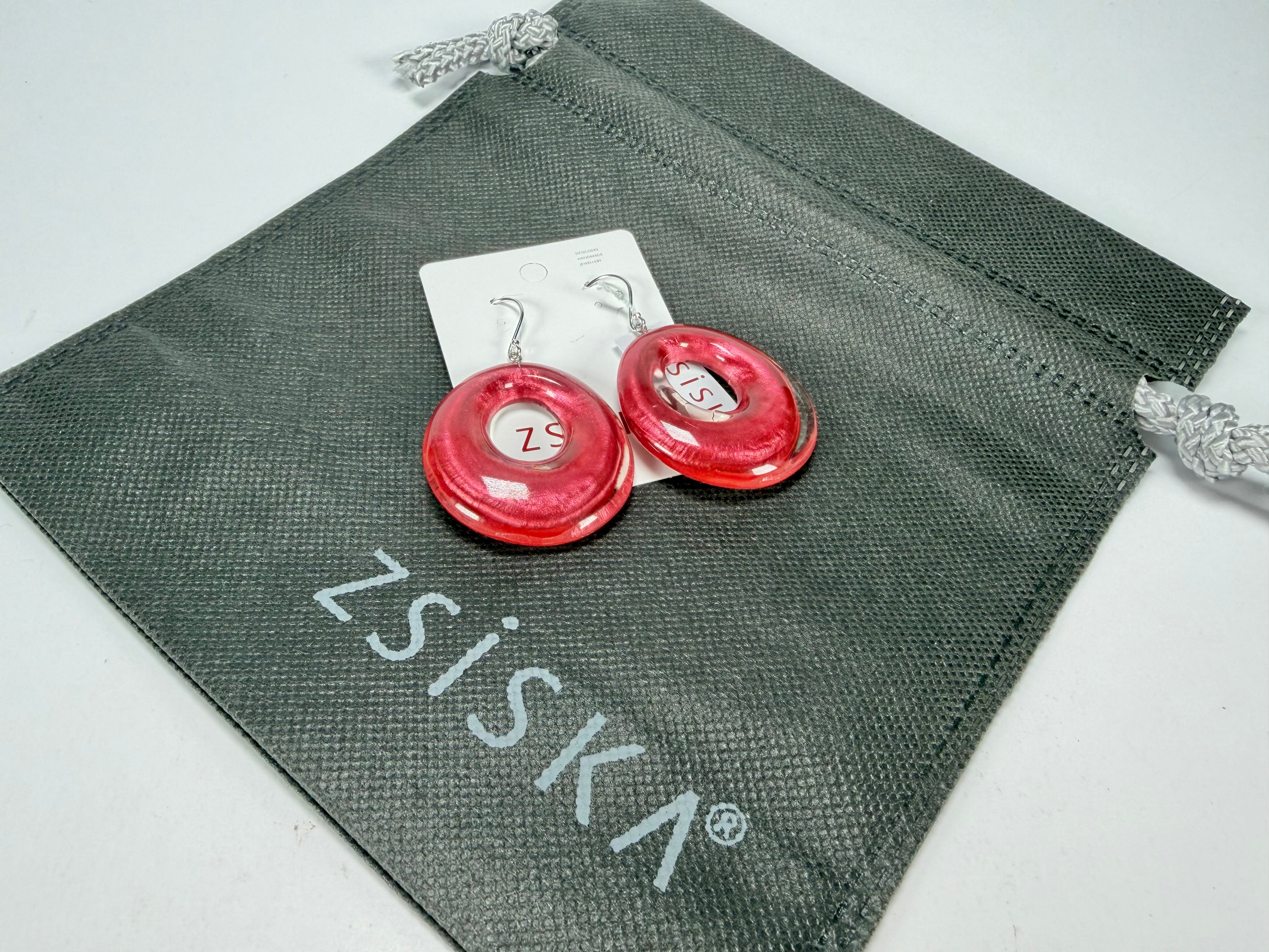 Zsiska - Luxus Pink Donut Resin Earrings ( 6350506PINKQ00 )