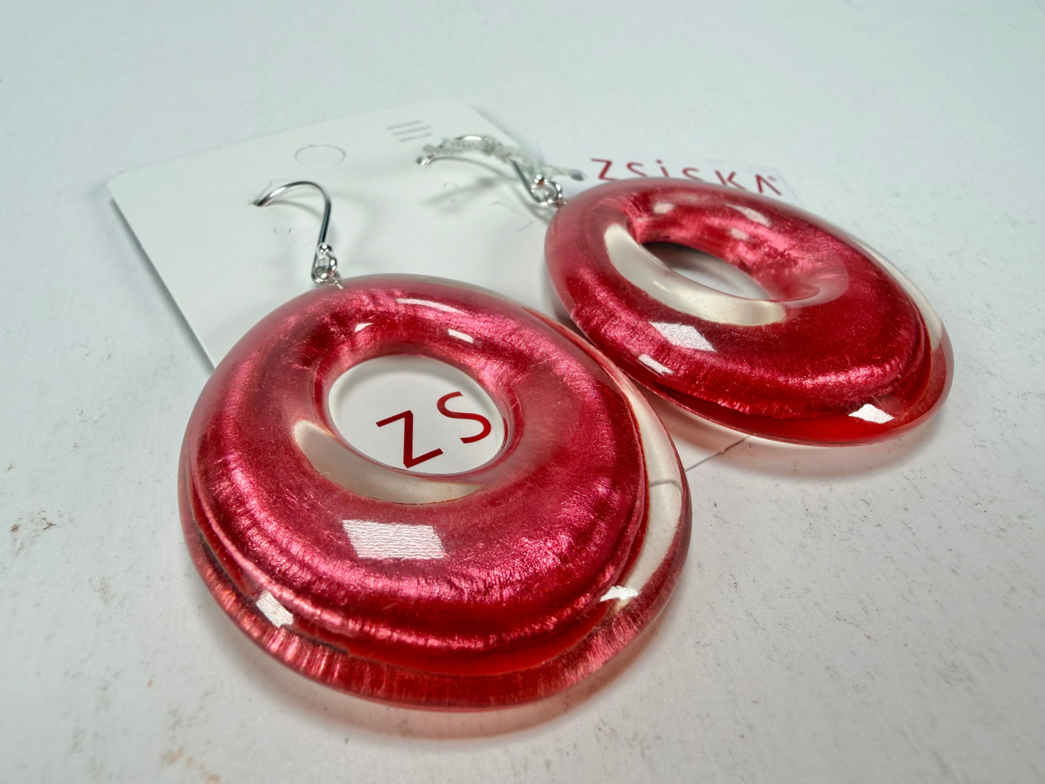 Zsiska - Luxus Pink Donut Resin Earrings ( 6350506PINKQ00 )