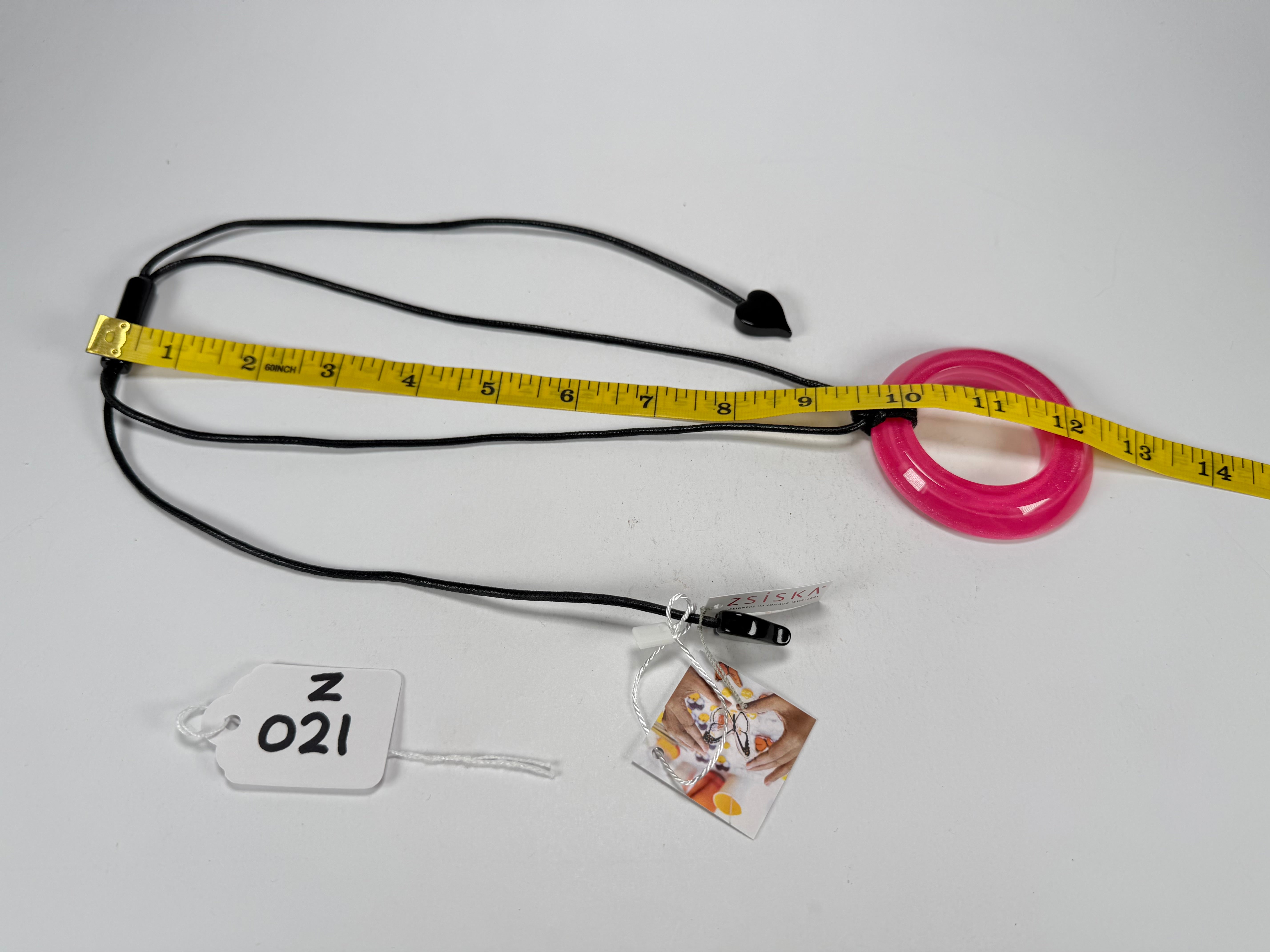 Zsiska - Colourful Statement Hot Pink Donut Pendant Resin Necklace ( 40102249017Q00 )