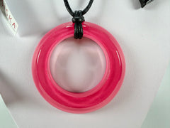 Zsiska - Colourful Statement Hot Pink Donut Pendant Resin Necklace ( 40102249017Q00 )