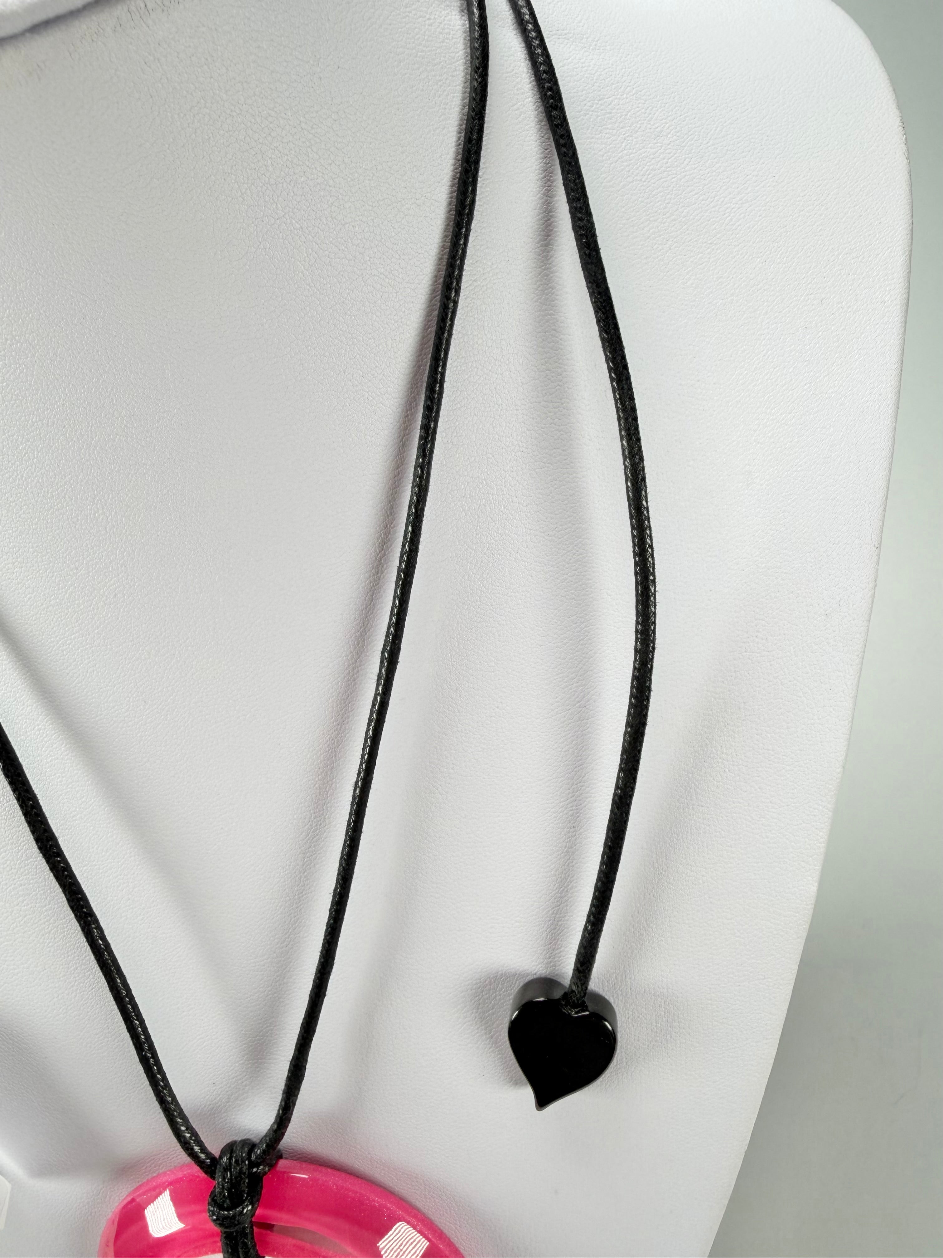 Zsiska - Colourful Statement Hot Pink Donut Pendant Resin Necklace ( 40102249017Q00 )