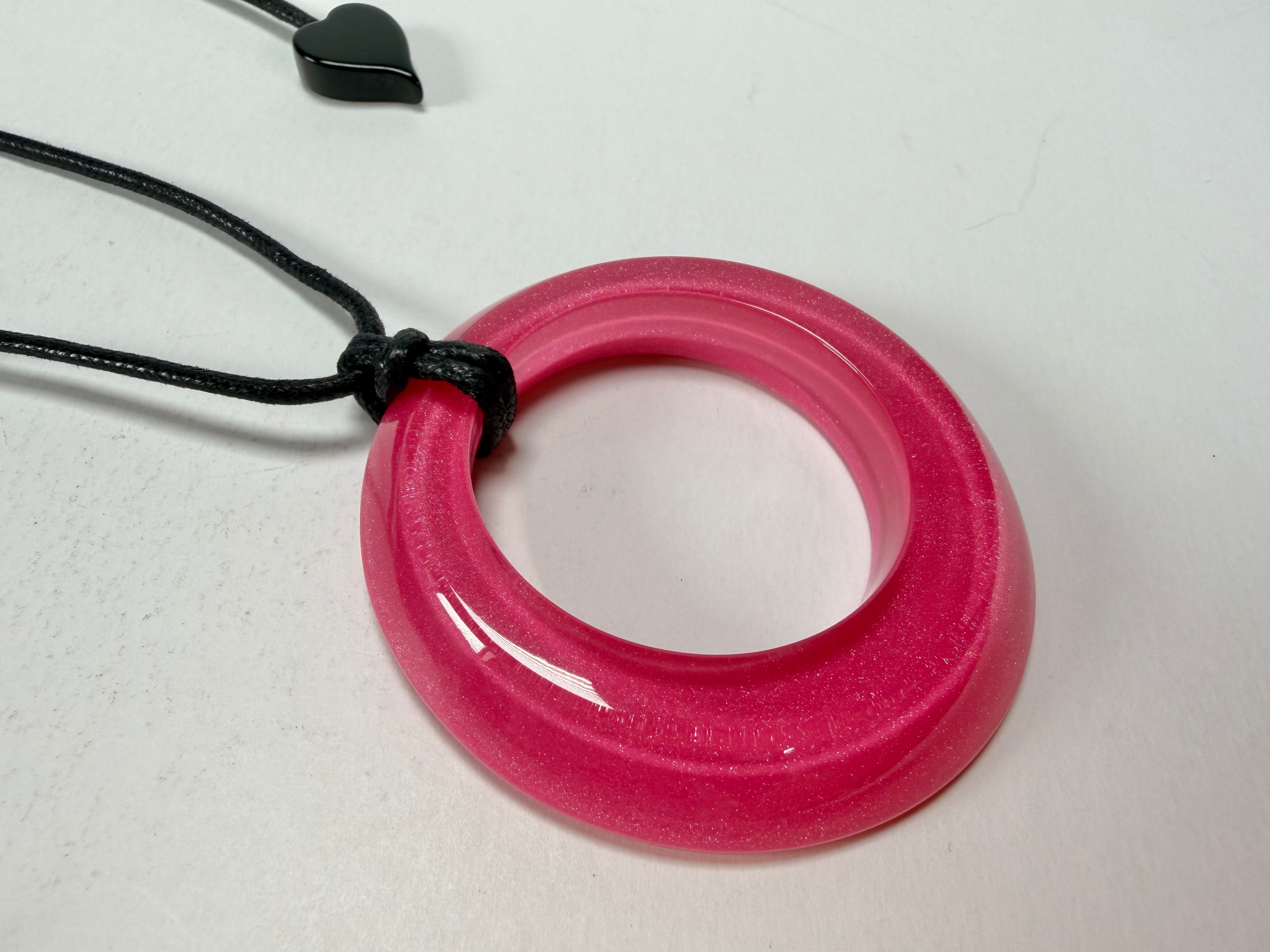 Zsiska - Colourful Statement Hot Pink Donut Pendant Resin Necklace ( 40102249017Q00 )