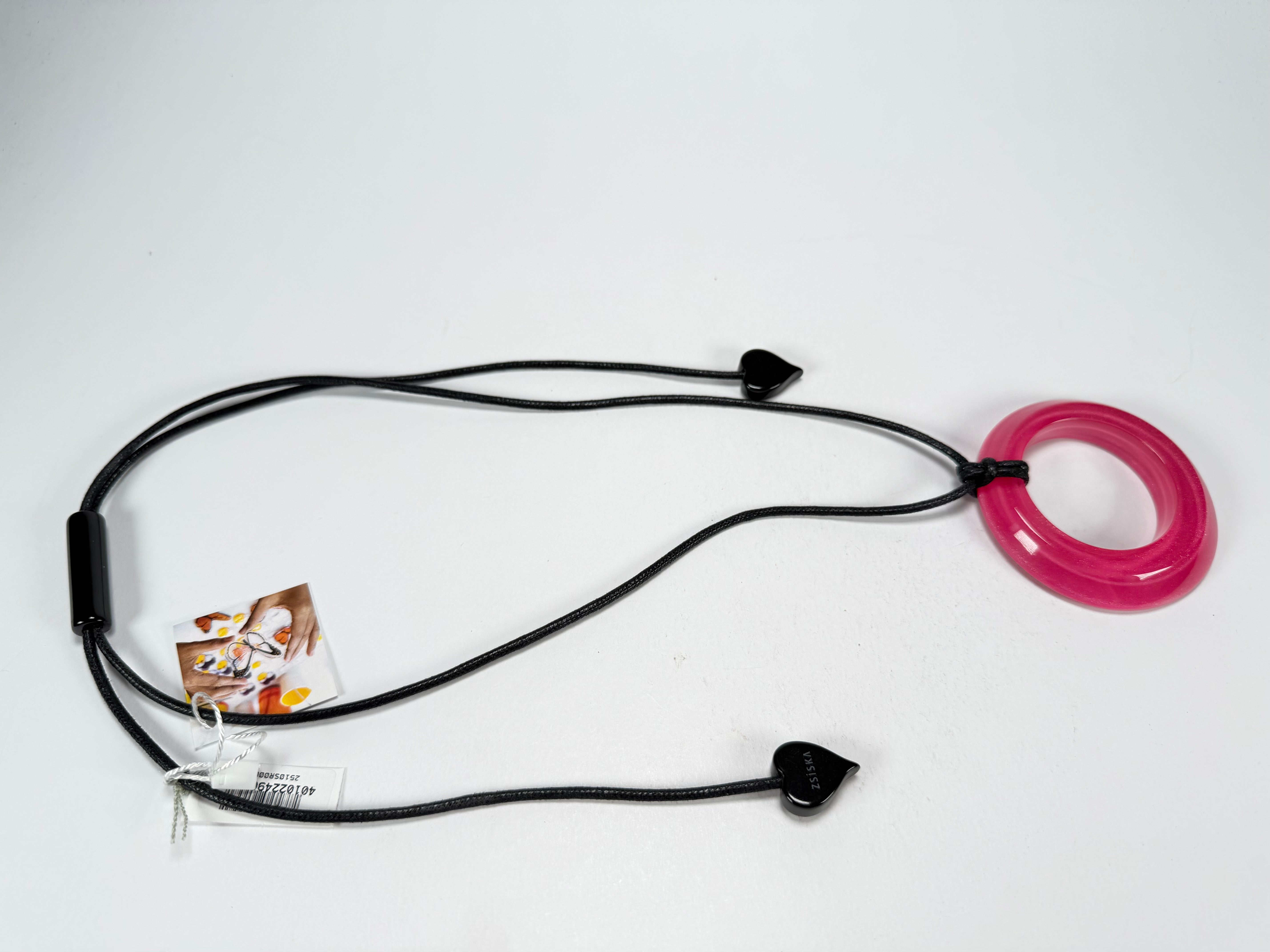 Zsiska - Colourful Statement Hot Pink Donut Pendant Resin Necklace ( 40102249017Q00 )