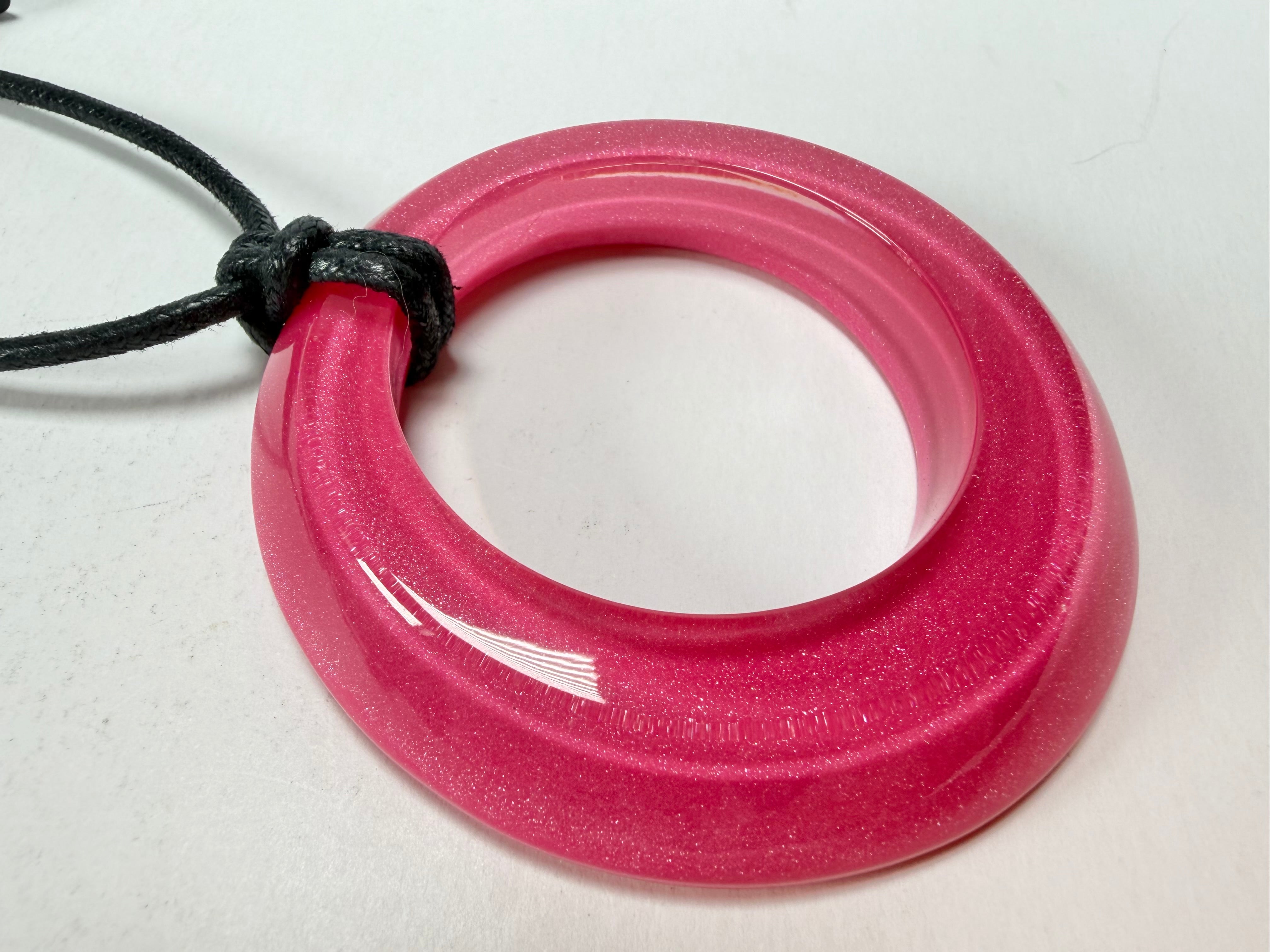 Zsiska - Colourful Statement Hot Pink Donut Pendant Resin Necklace ( 40102249017Q00 )