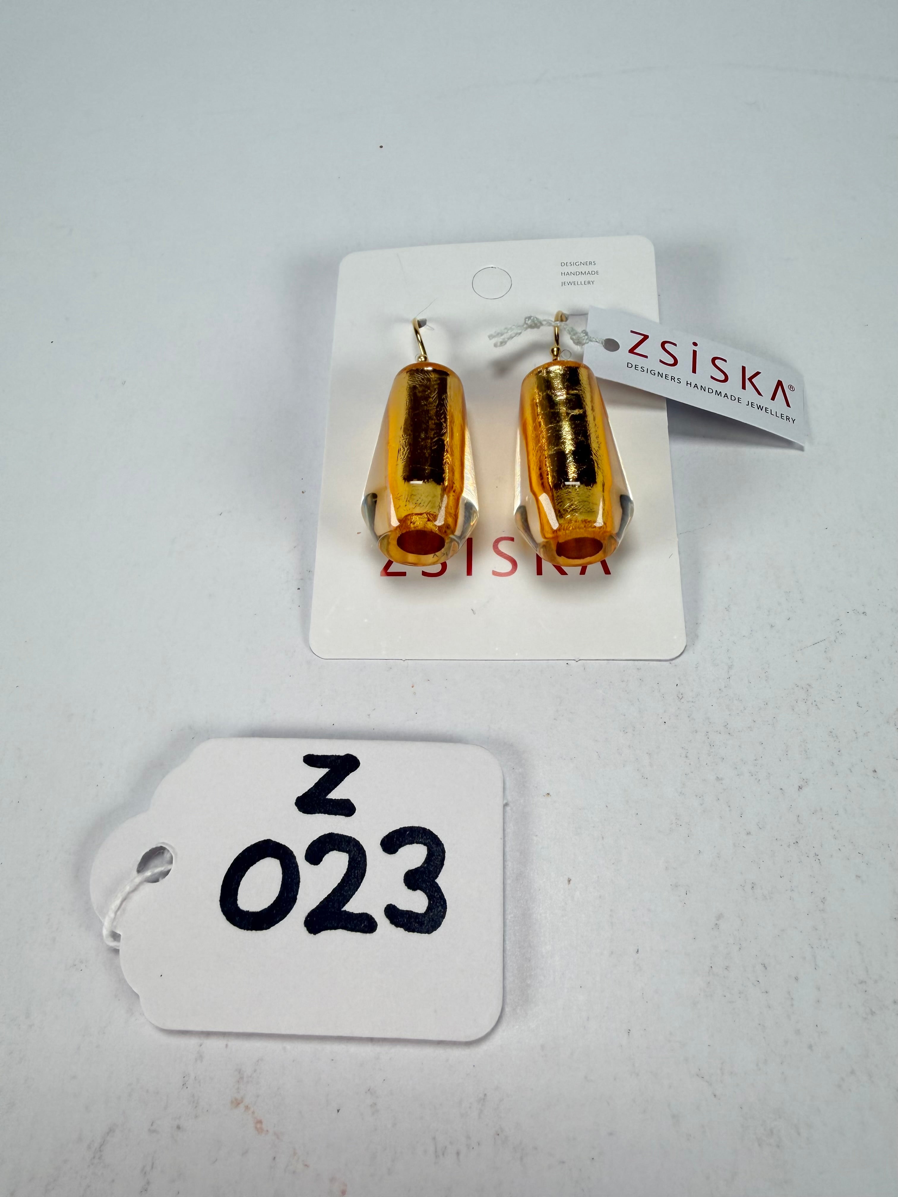 Zsiska - Bliss Glitz Gold Foil Short Hook Resin Earrings ( 1370505GF00Q00 )
