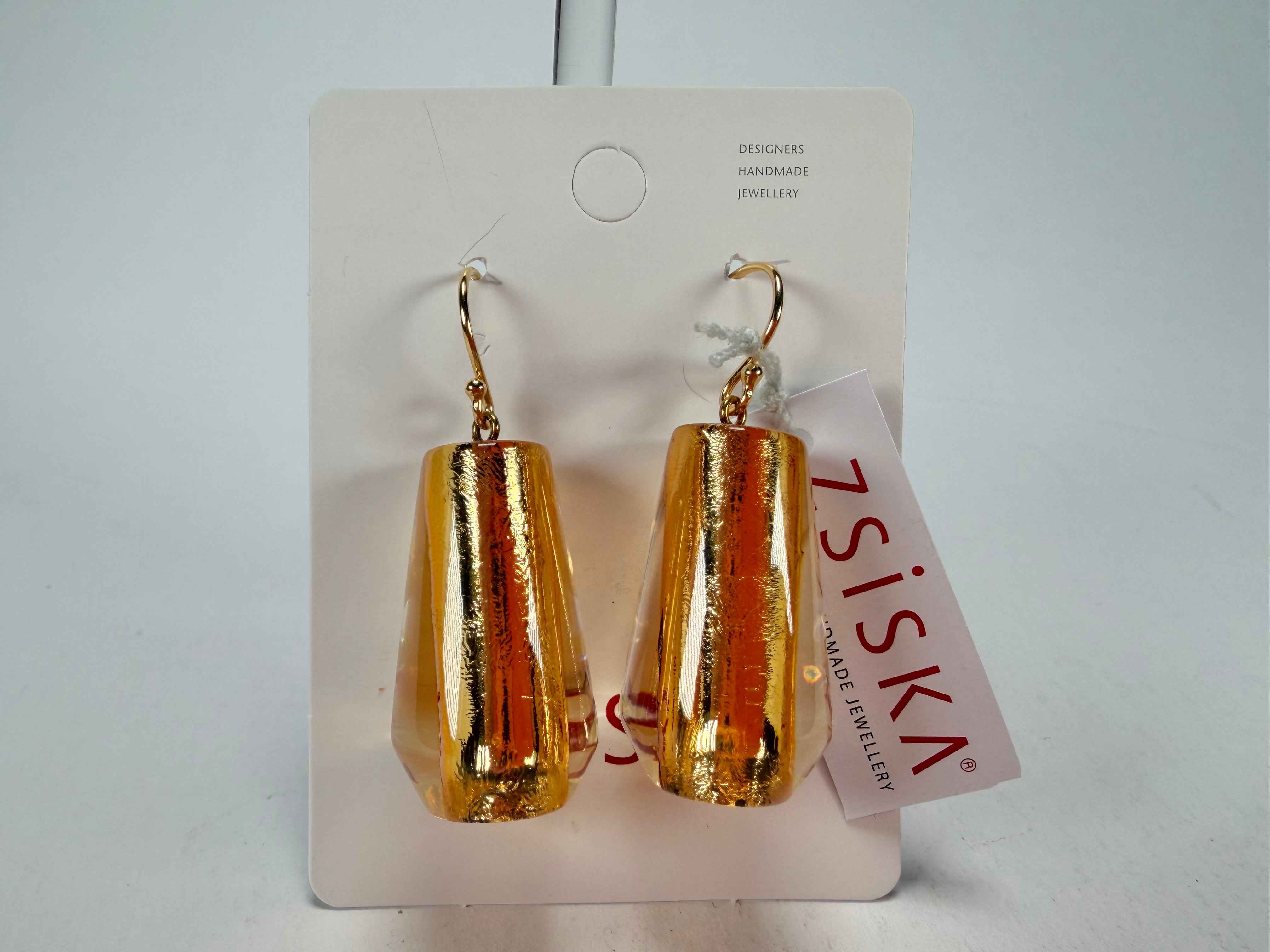 Zsiska - Bliss Glitz Gold Foil Short Hook Resin Earrings ( 1370505GF00Q00 )